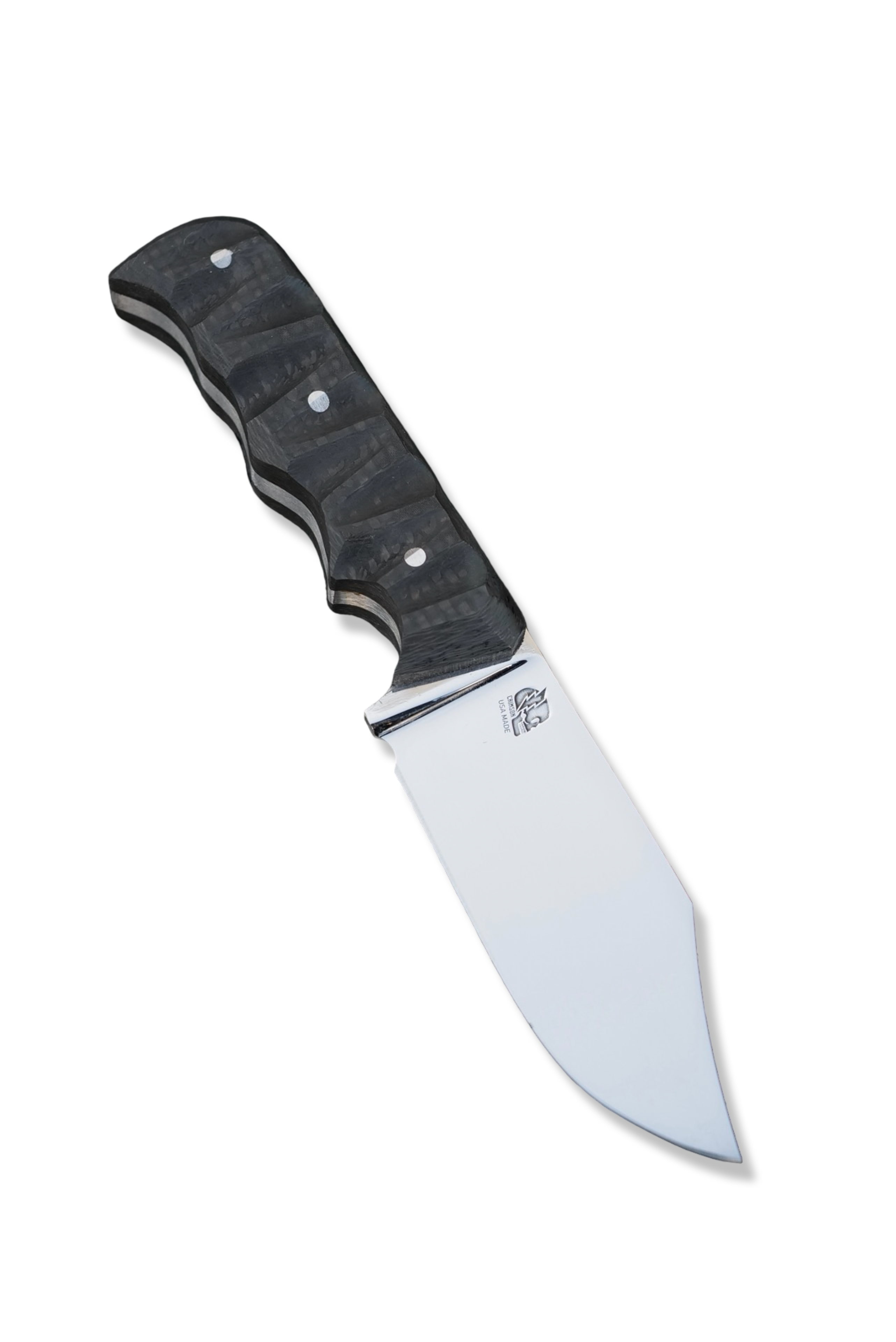 CUSTOM Nautilus Bowie - Mirror Polish Hollow Grind / Carbon Fiber Handle / USA Made / Leather Sheath Included