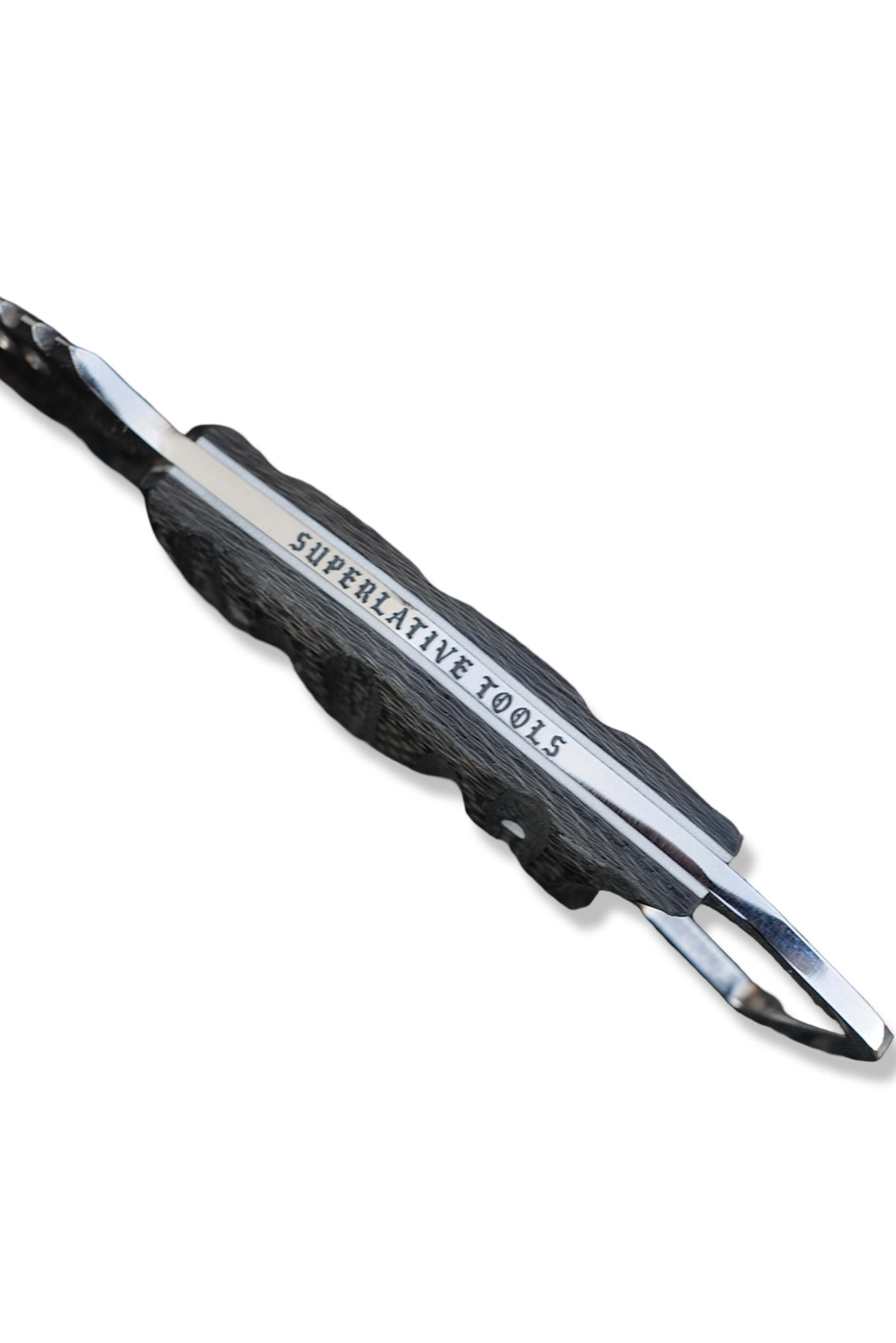 CUSTOM RPM Iron Wolf - Mirror Polish / Carbon Fiber Handle / White G-10 Liner - USA Made Stealth Bomber Sheath included
