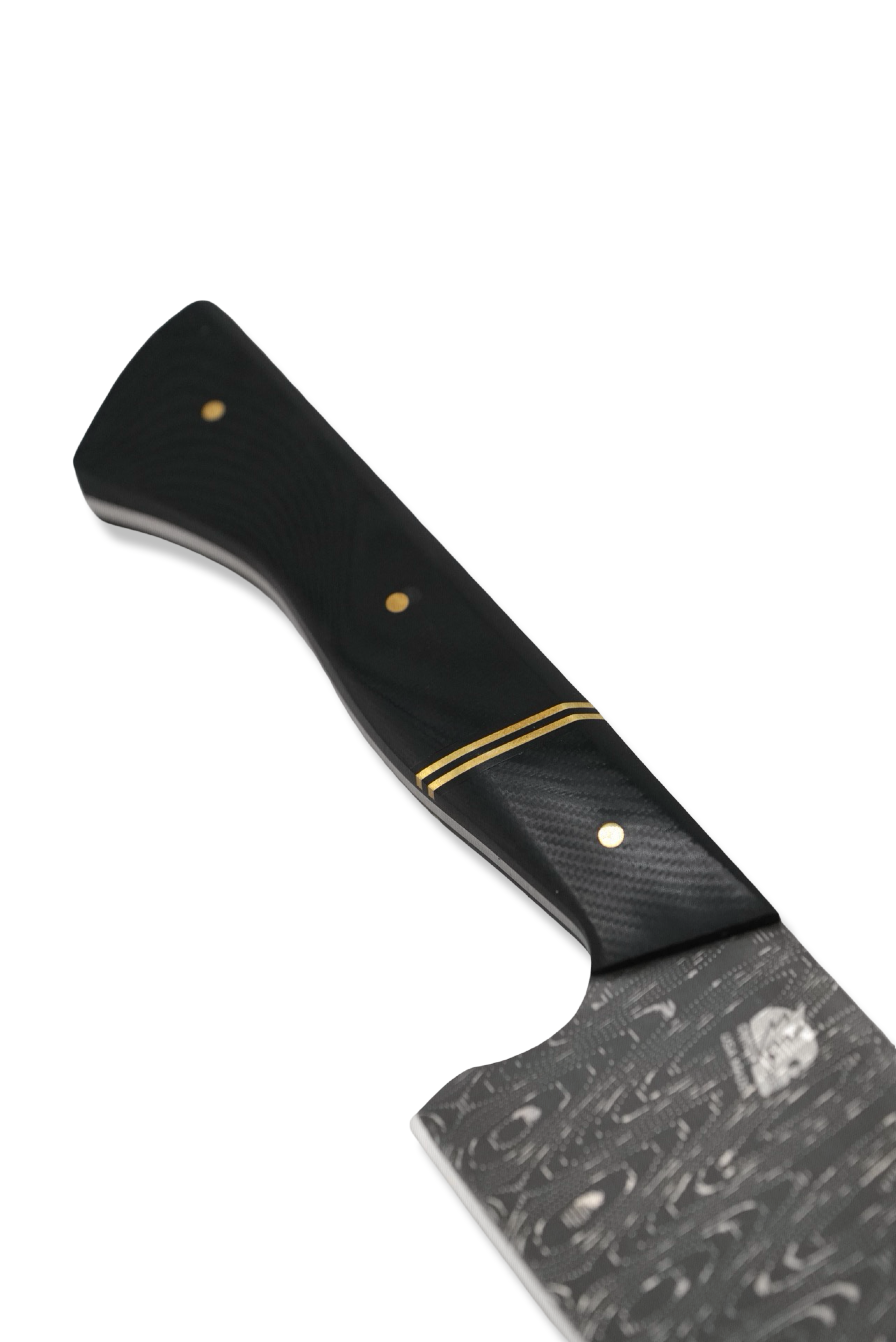 Custom Chef Pair - Vegas Forge Stainless Damascus / Black G-10 Handle / Brass Splits + Hardware