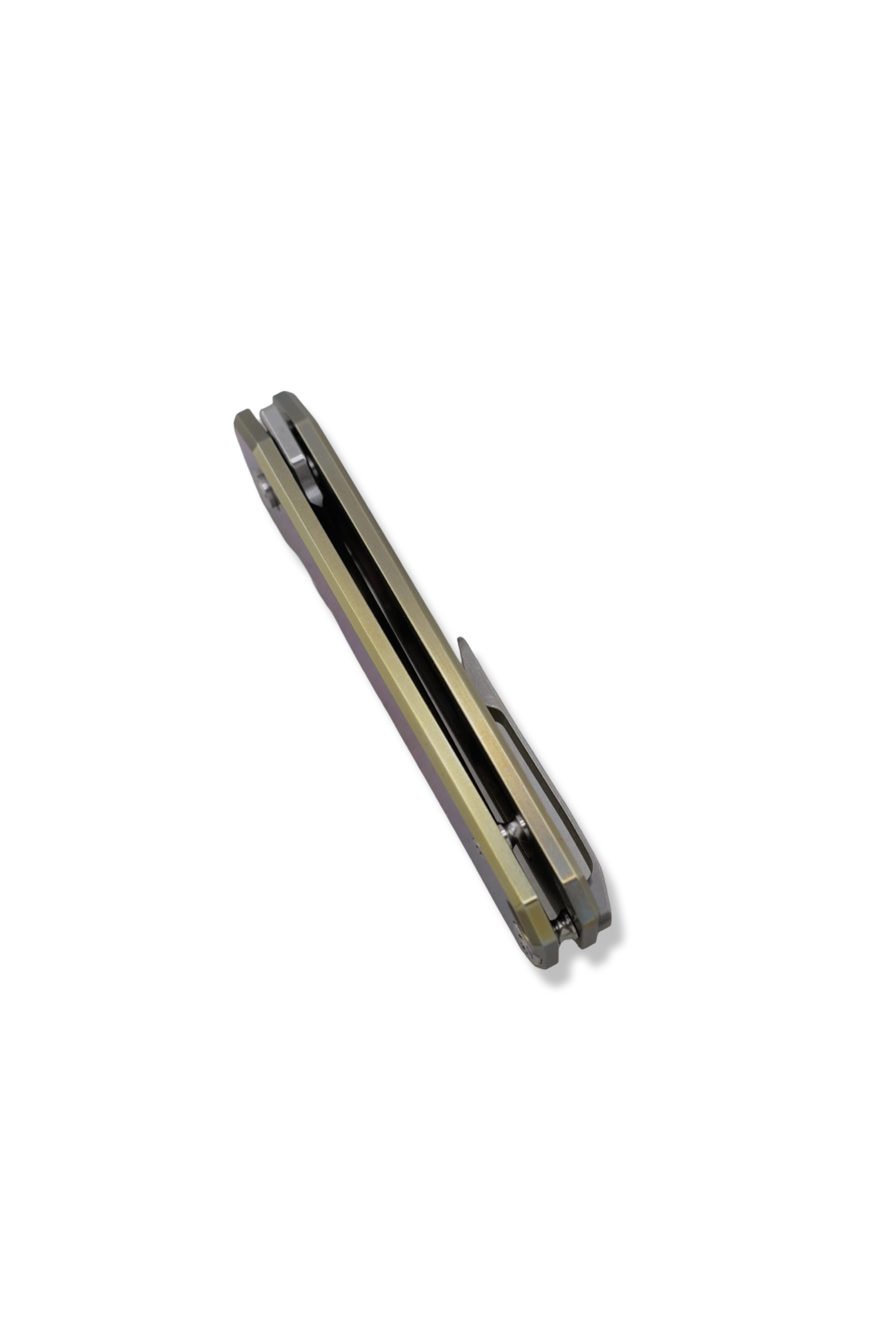 RAGNAR Folder - M390 Steel / Anodized Gold Titanium Handle / Titanium clip / Stonewash Finish