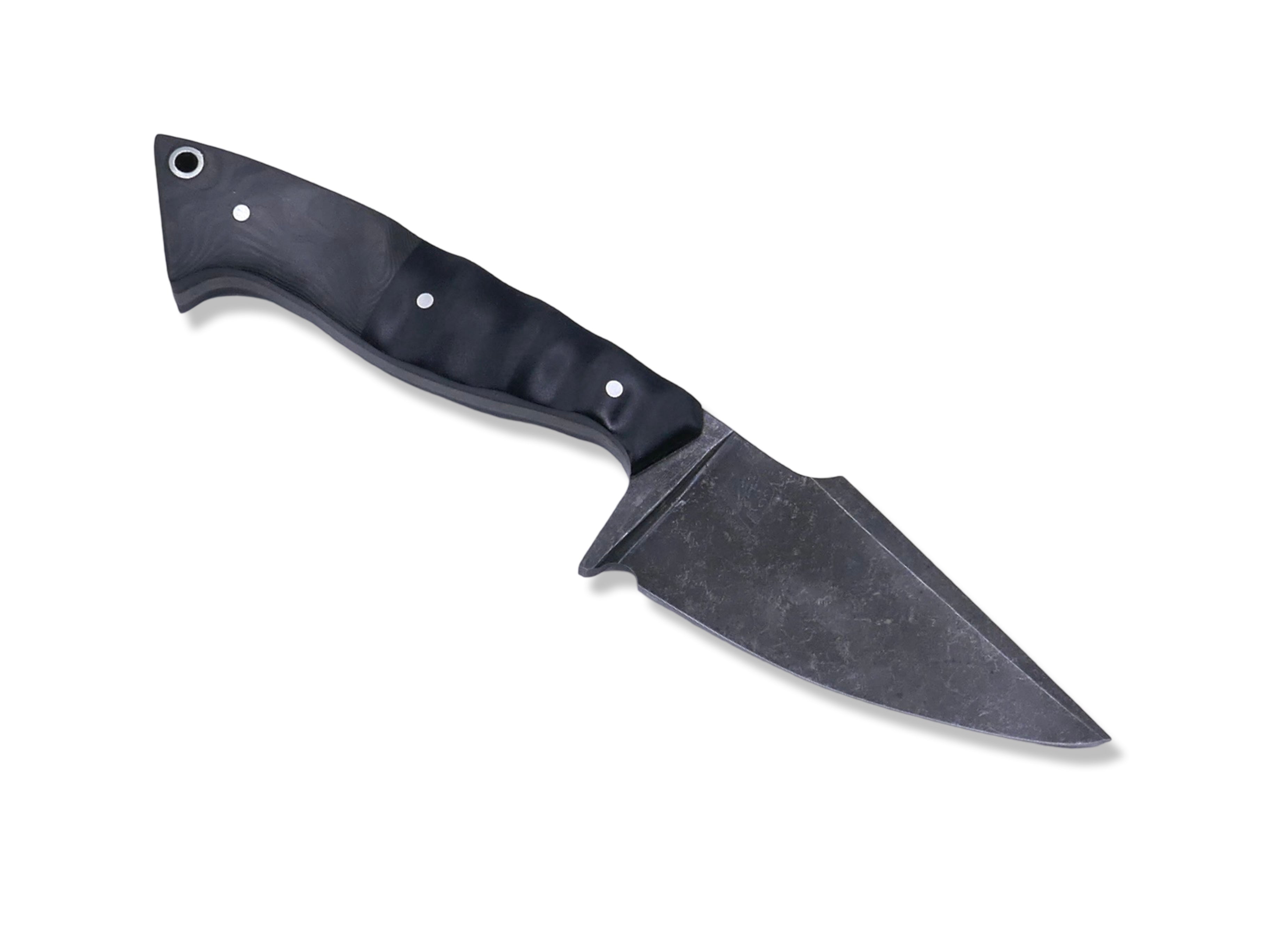 Reaper Custom 1 of 1  - Dark Stonewash Hollow Grind / Black G-10 + Camo Carbon Handle