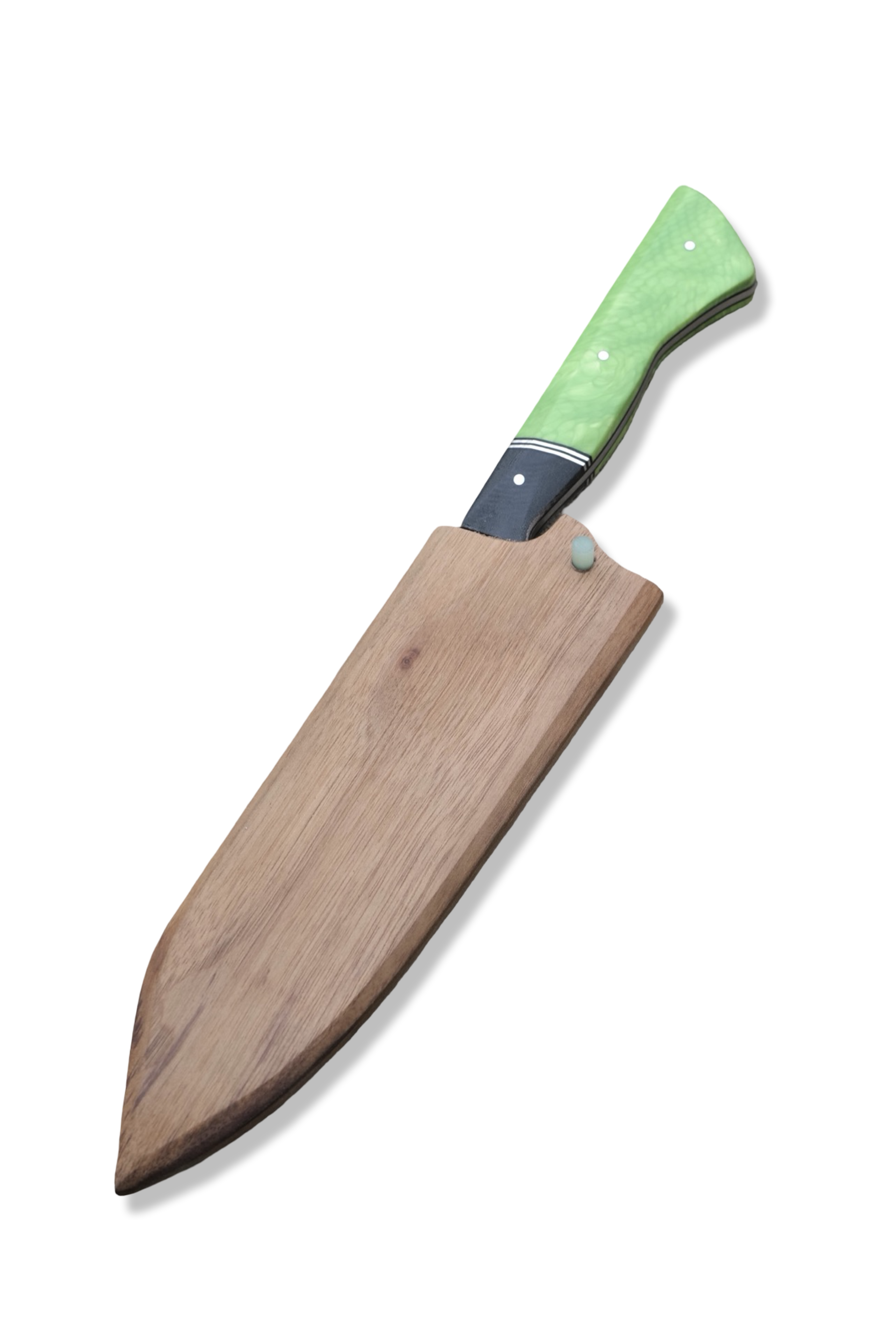 Custom Chef - Mirror Polish / Black G-10 / Nickel Split / Green Scale Handle