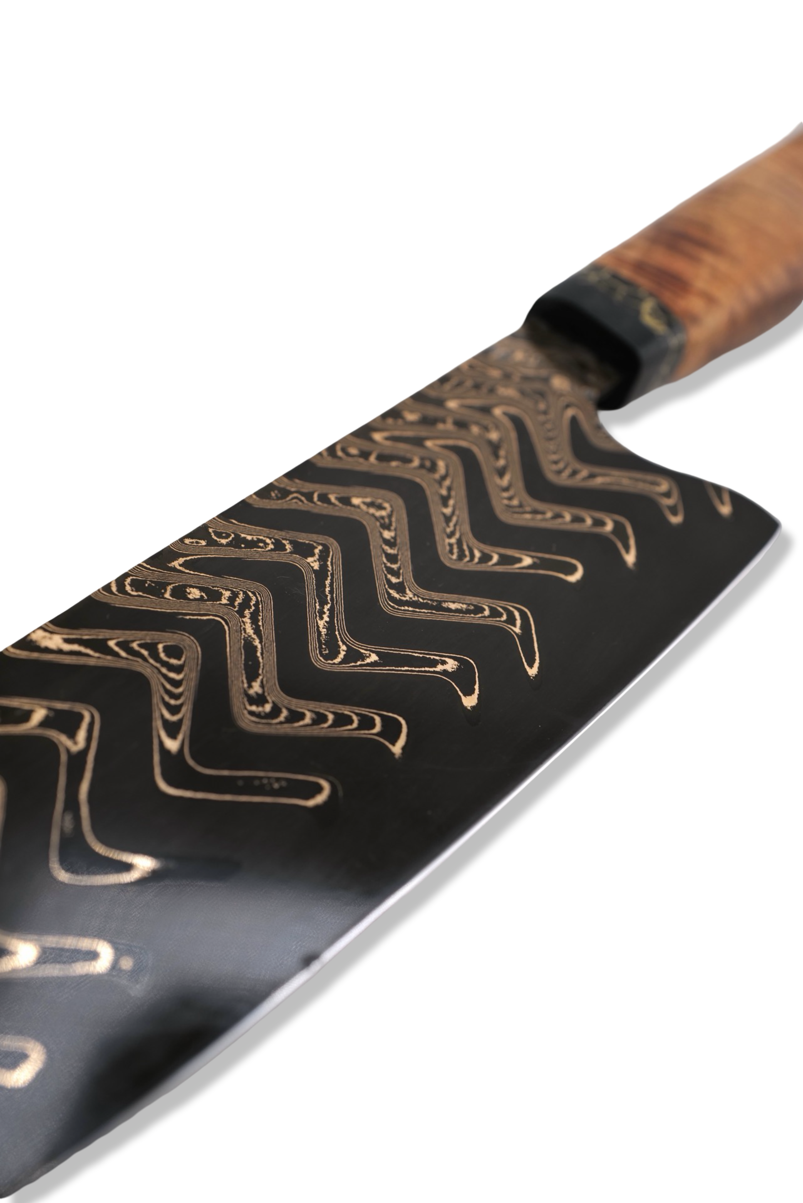 Custom Hidden Tang Chef - Baker Forge Bronze Mai Damascus / Micarta / Tru Stone / Hawaiian Koa Handle