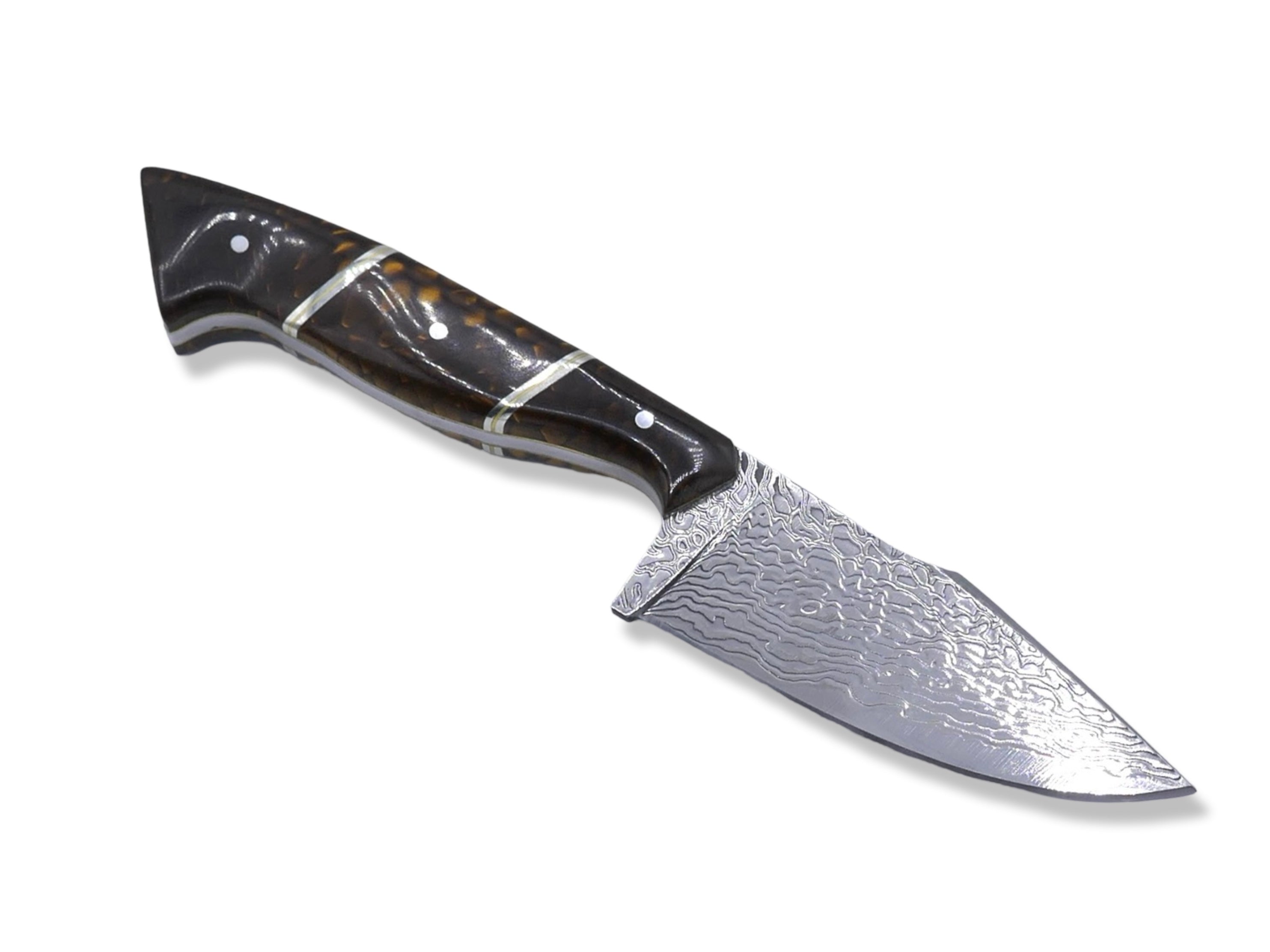 Reaper Custom - Polished Stainless Dragon Scale Pattern San Mai Damascus / Crocodile Sheath