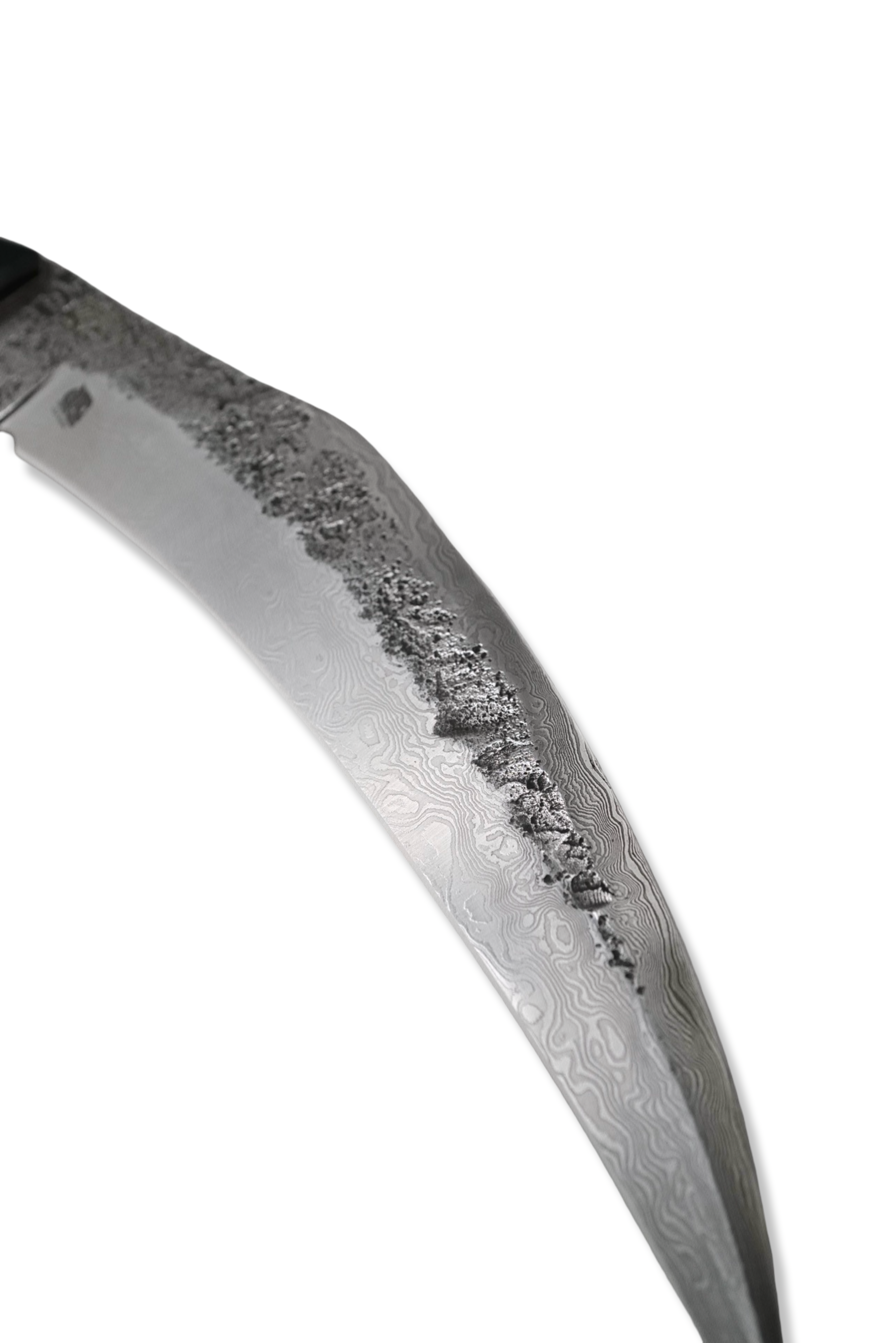 Forged Damascus Custom - Polished Damascus / Black G-10 / Brass Splits / Tru Stone Inlay