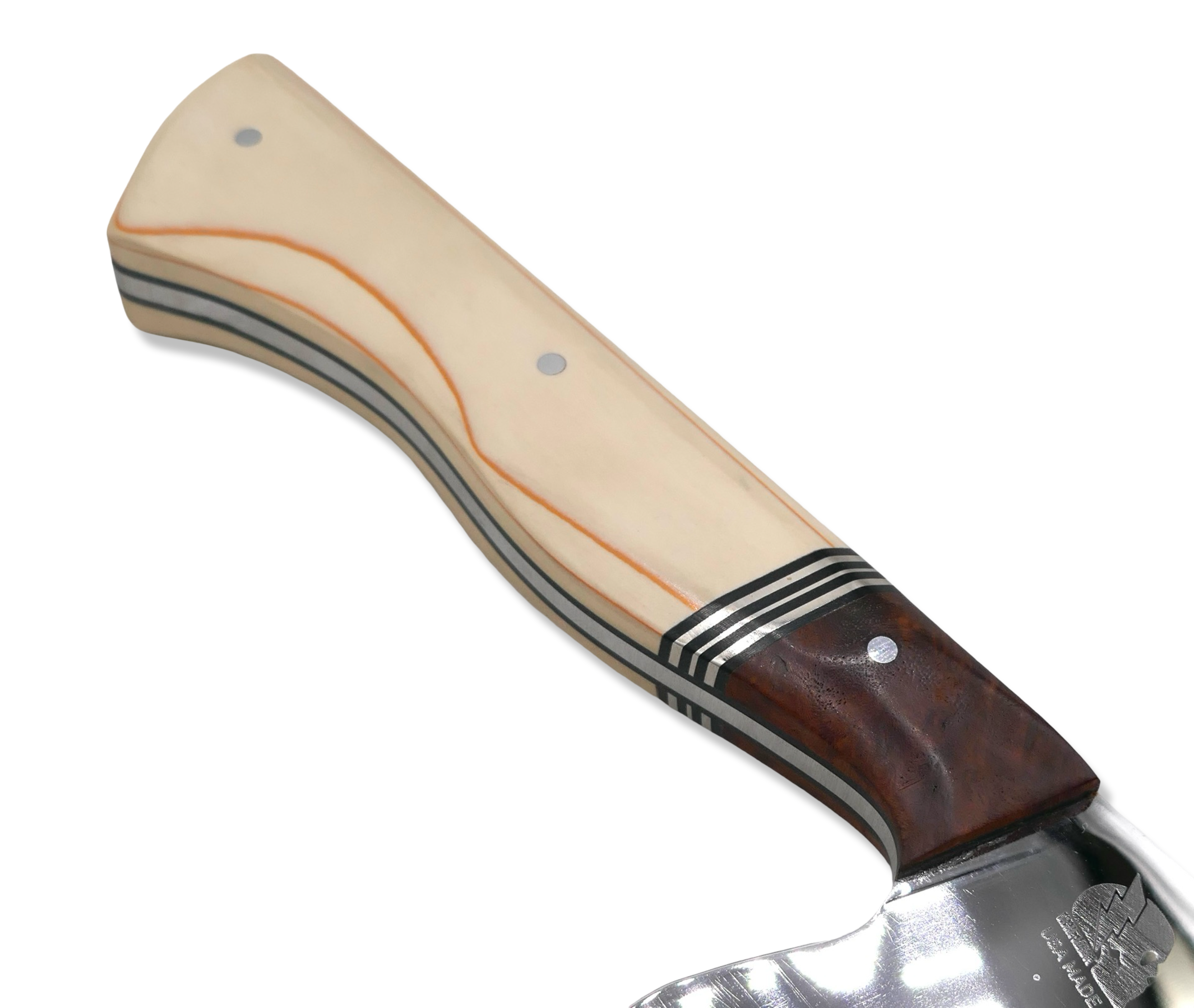 Custom Chef - Mirror Polished AEBL / Spalted Ambrosia / Triple Nickel Split / Westinghouse double orange-lined late-era Ivory paper from Bob Doziers private stash