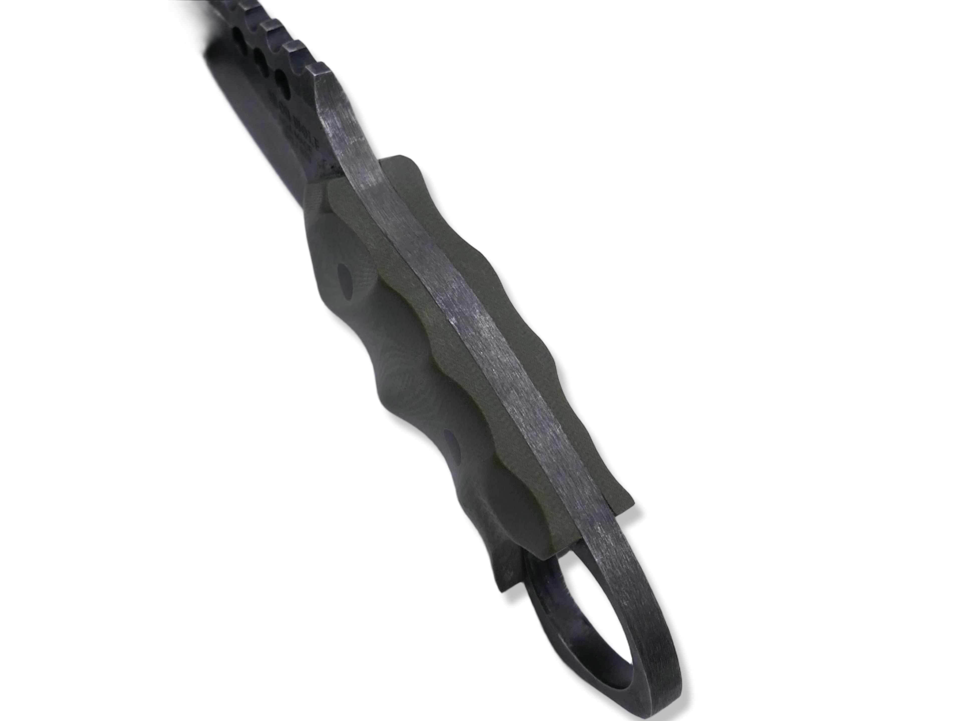 IRON WOLF - Dark Stonewash / OD Green G-10 / Carbon Fiber Pins