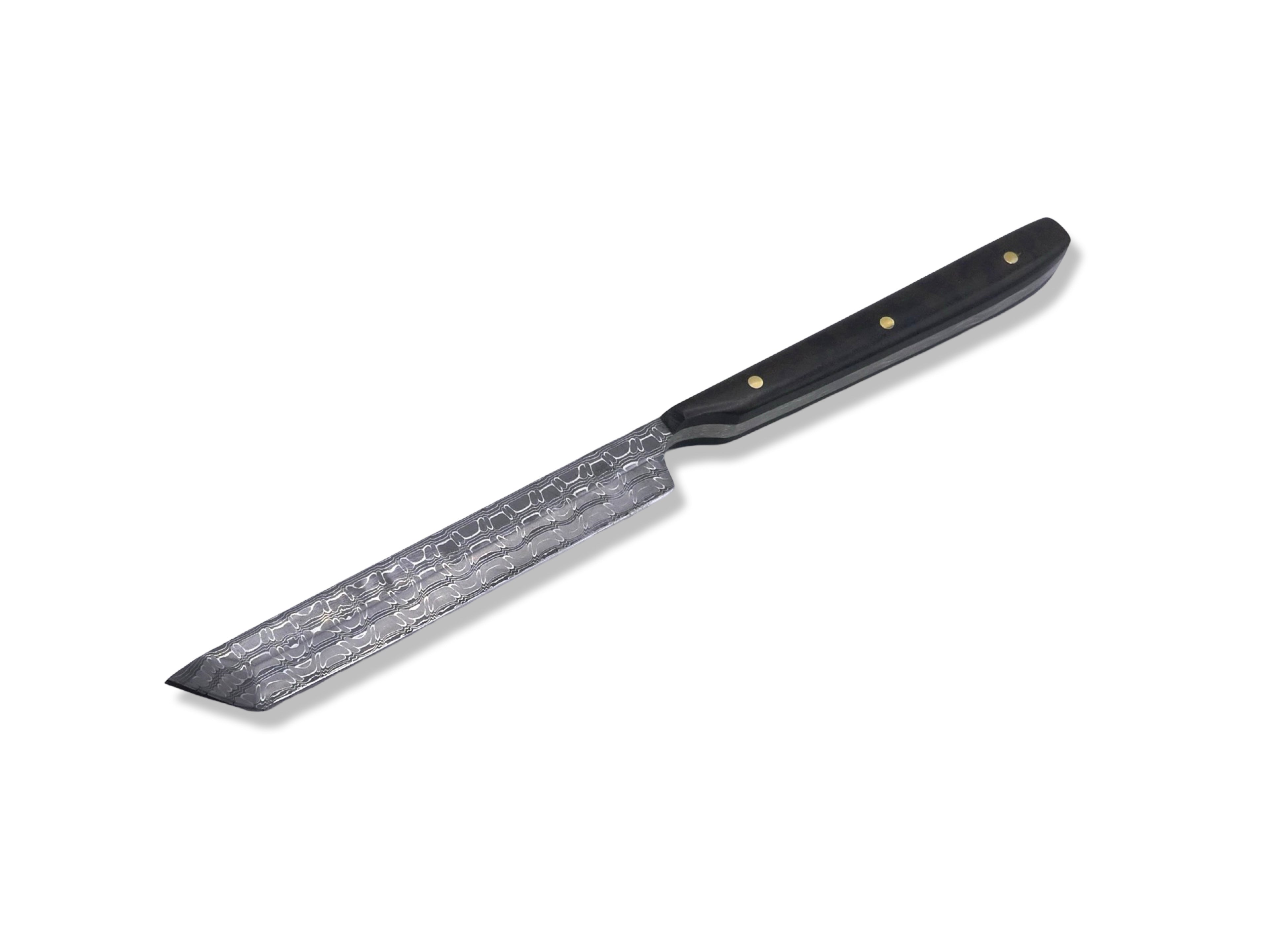 Tanto Scalpel - Vegas Forge Stainless Reptilian San Mai / 80’s Tortoise Shell Rag Handle