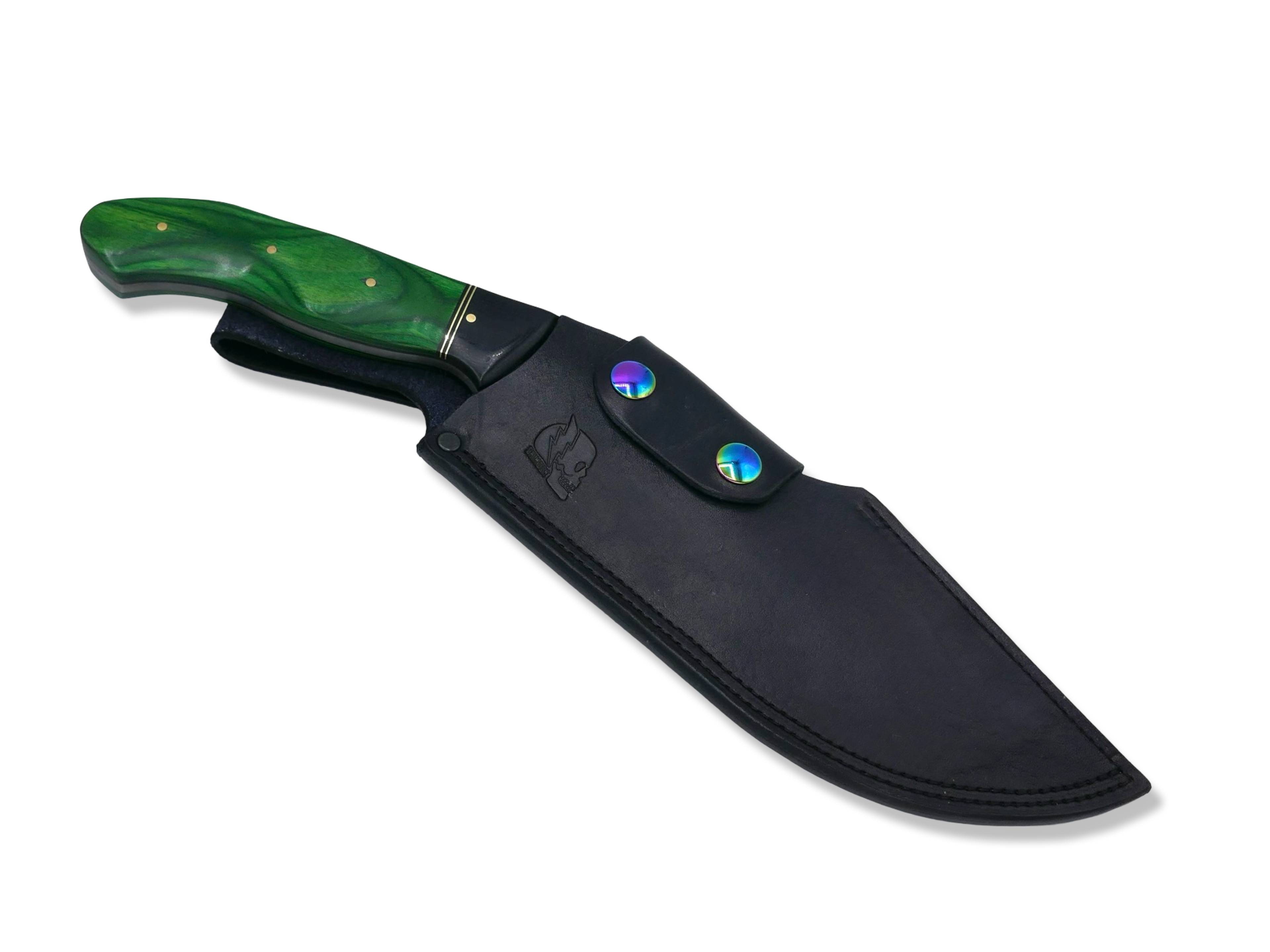 Kukri Custom - Black G-10 / Brass Splits / Shamrock Dyma Wood / Johnny Walker Engraving