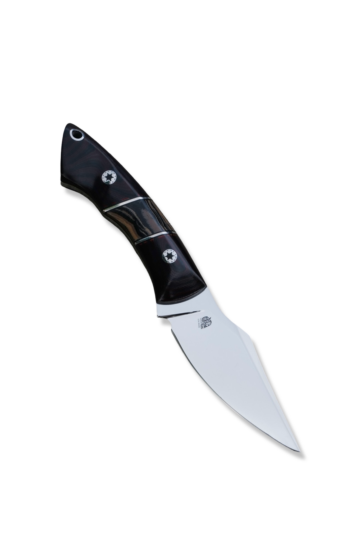 “ ODB “ Custom PROTOTYPE - Mirror Polish Stainless  / Vintage Westinghouse Black / Red Micarta / G-10 Burl Inlay / Nickel Splits / Mosaic Pins / Stingray Inlay Sheath / Jason Knight Design