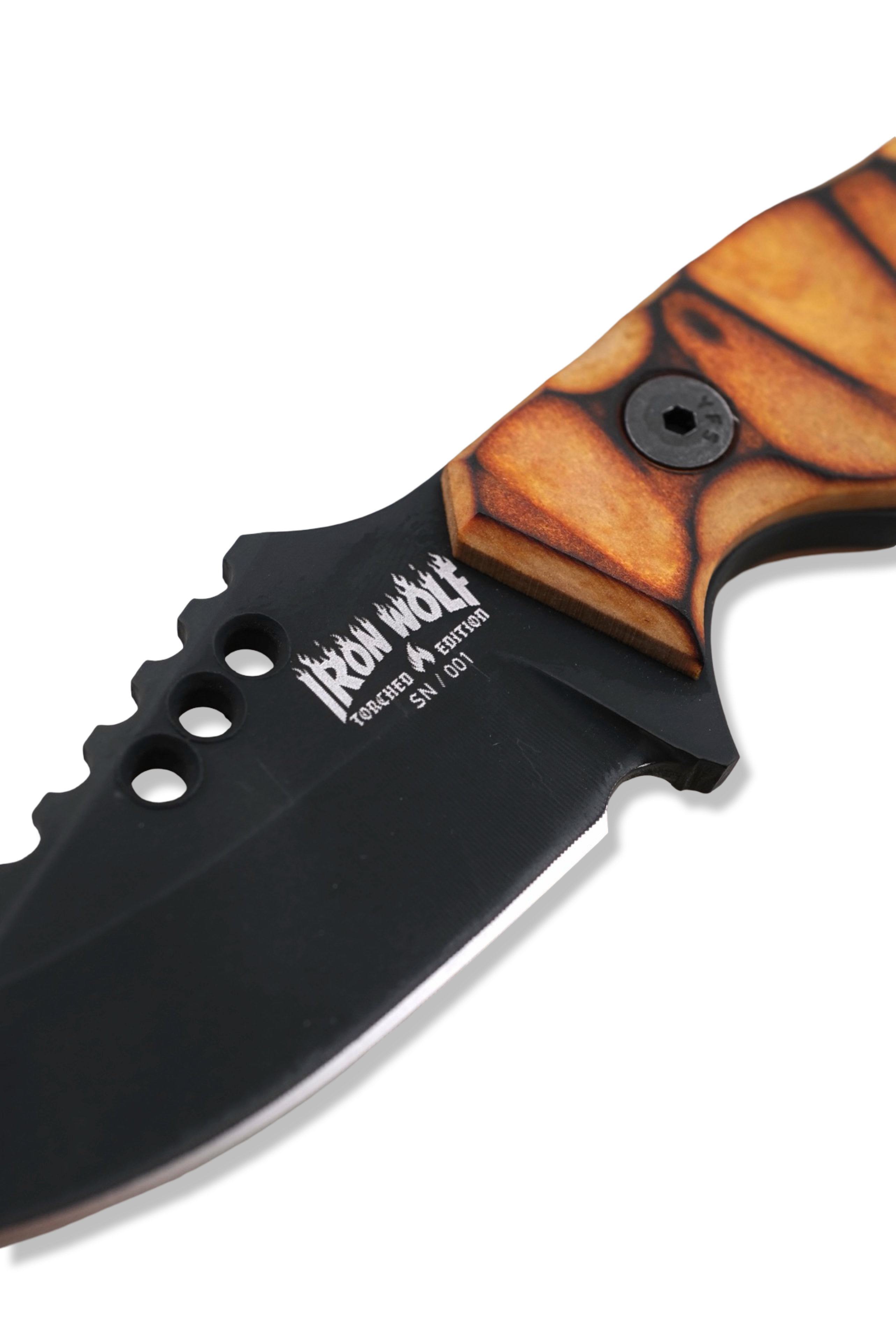 RPM Iron Wolf Torched Edition- Black Cerakote / Torched Richlite Handle /  Leather Sheath Included