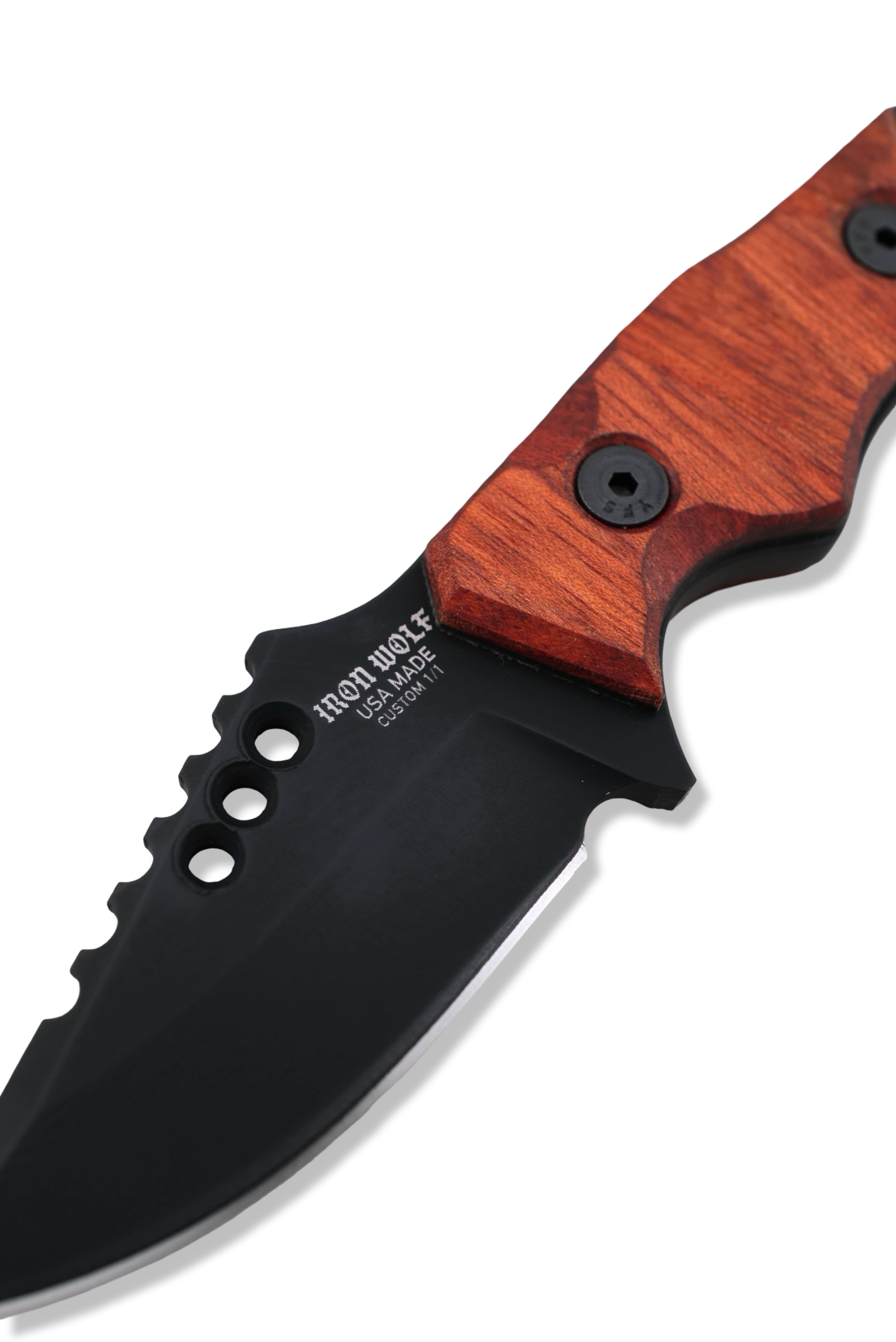 RPM Iron Wolf Custom 1/1  - Black Cerakote / Bloodwood Handle / Black Liner /  Leather Sheath Included