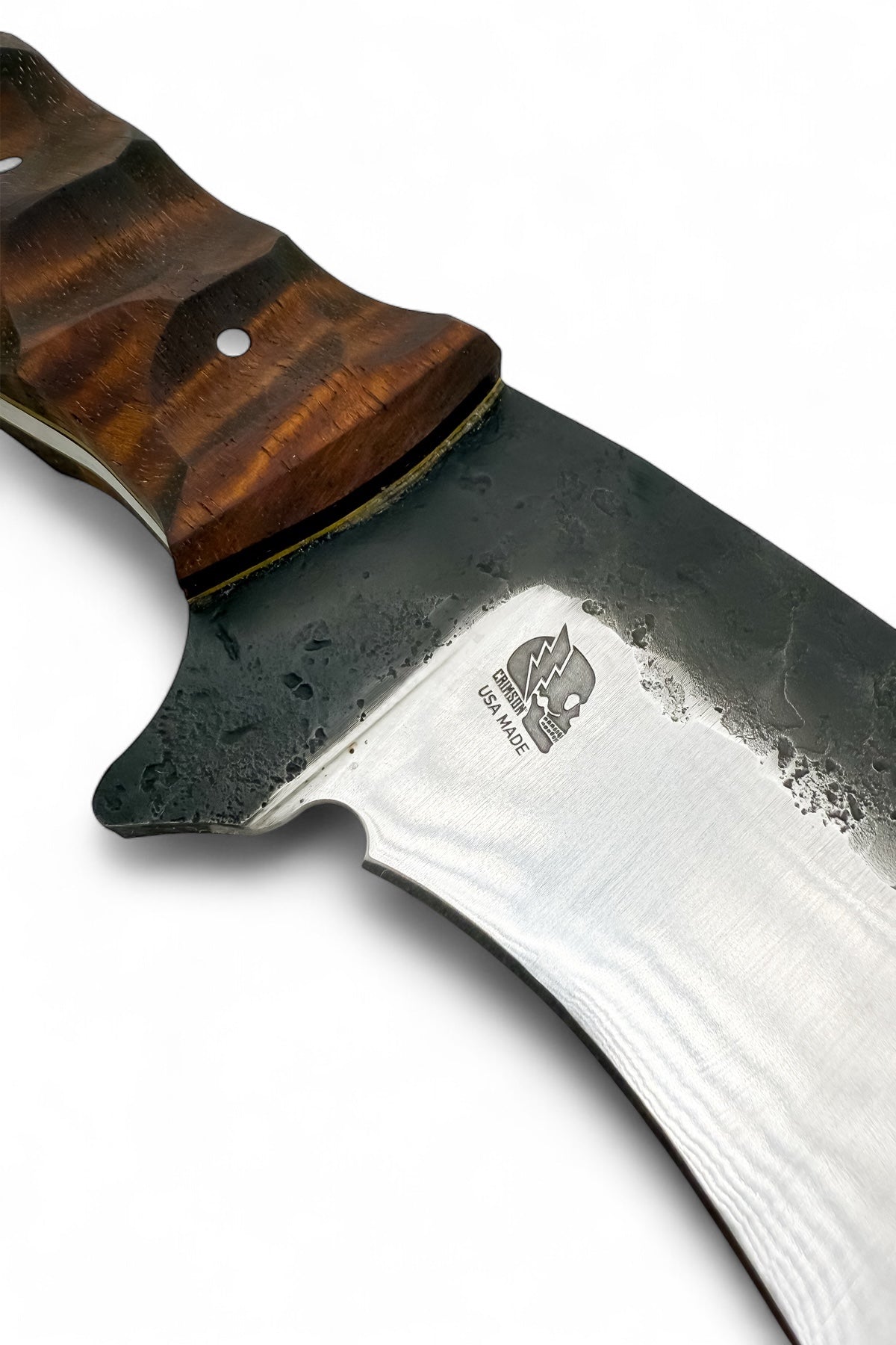 Forged Bowie Custom - Hollow Grind / Hawaiian Koa Handle / Yellow G-10 Liner