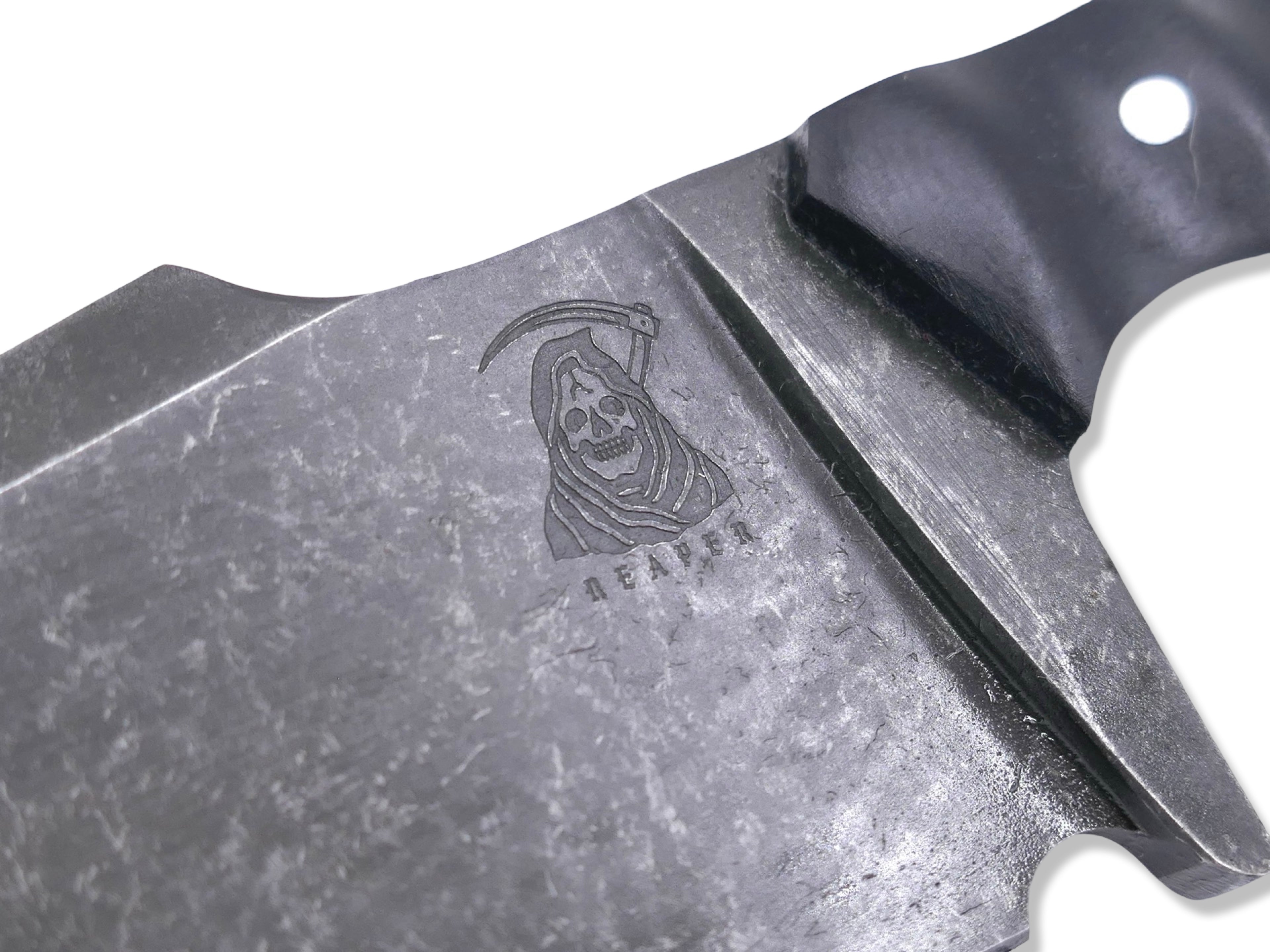Reaper Custom 1 of 1  - Dark Stonewash Hollow Grind / Black G-10 + Camo Carbon Handle