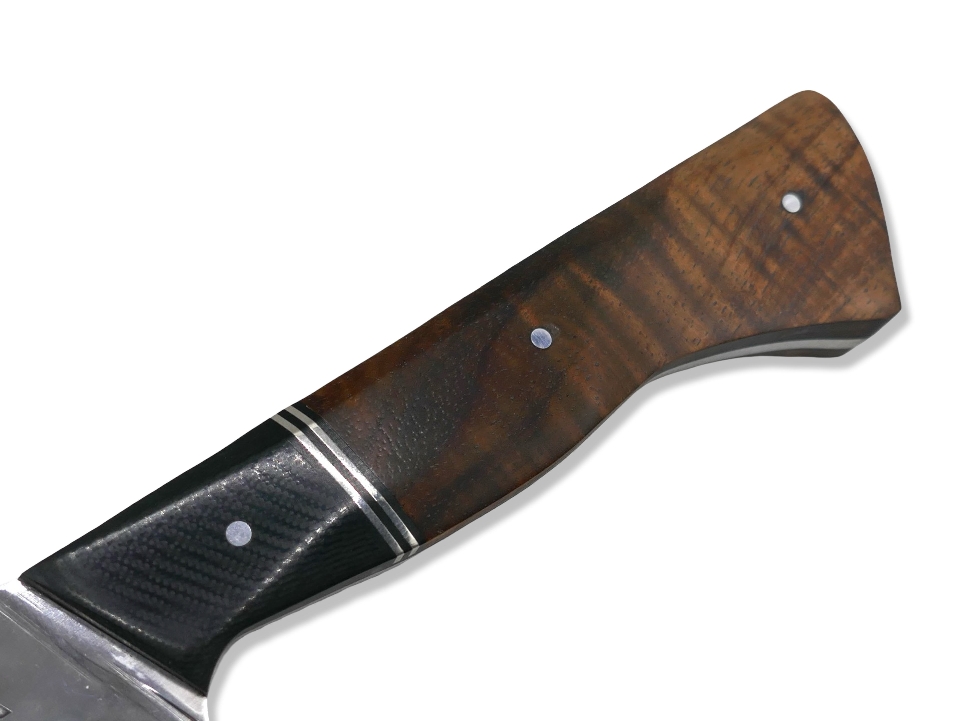 Custom Chef - Mirror Polish / Black G-10 / Hawaiian Koa / Nickel Splits
