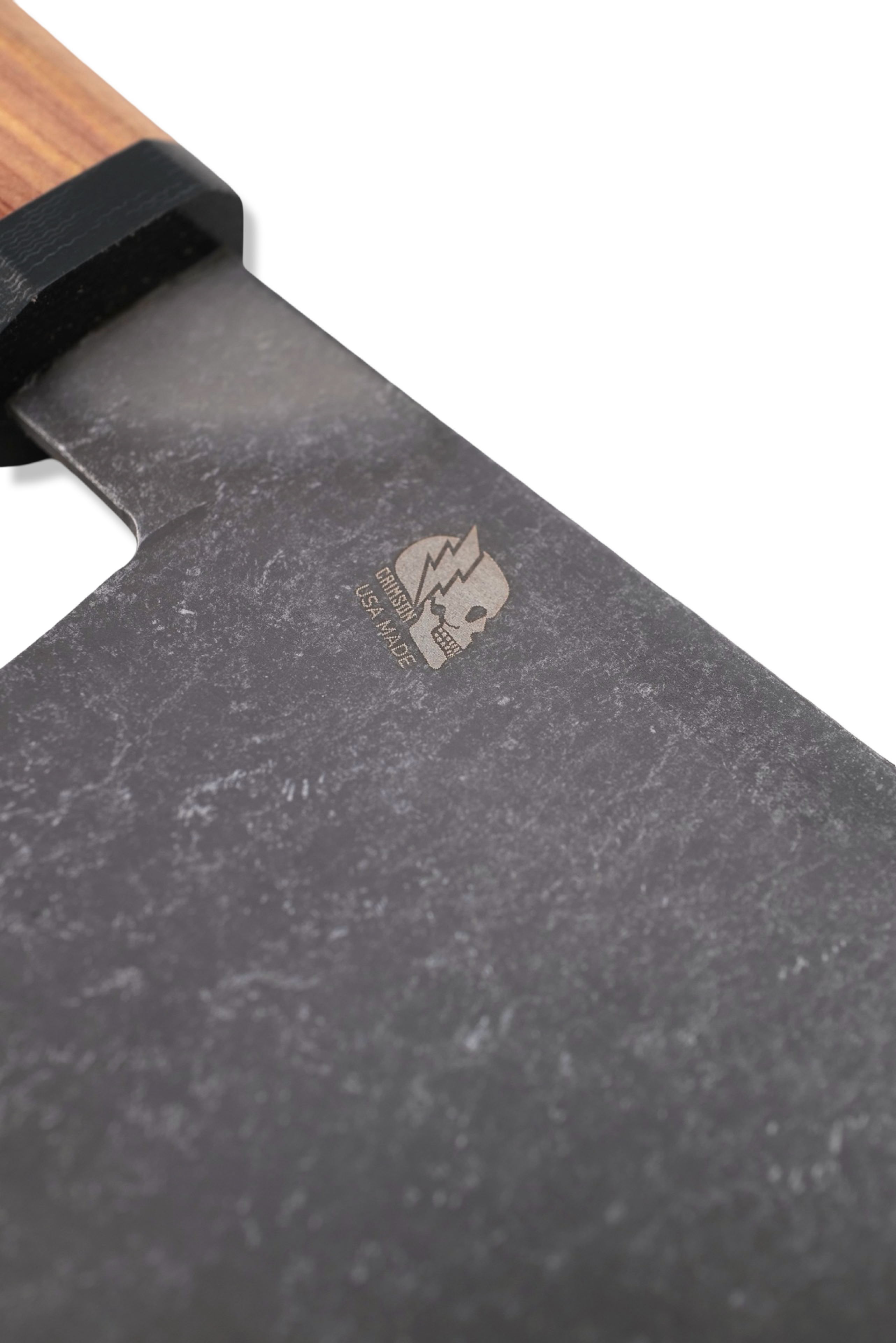 Custom Hidden Tang Cleaver - Dark Stonewash Stainless Steel / Juniper Handle / Wood Saya