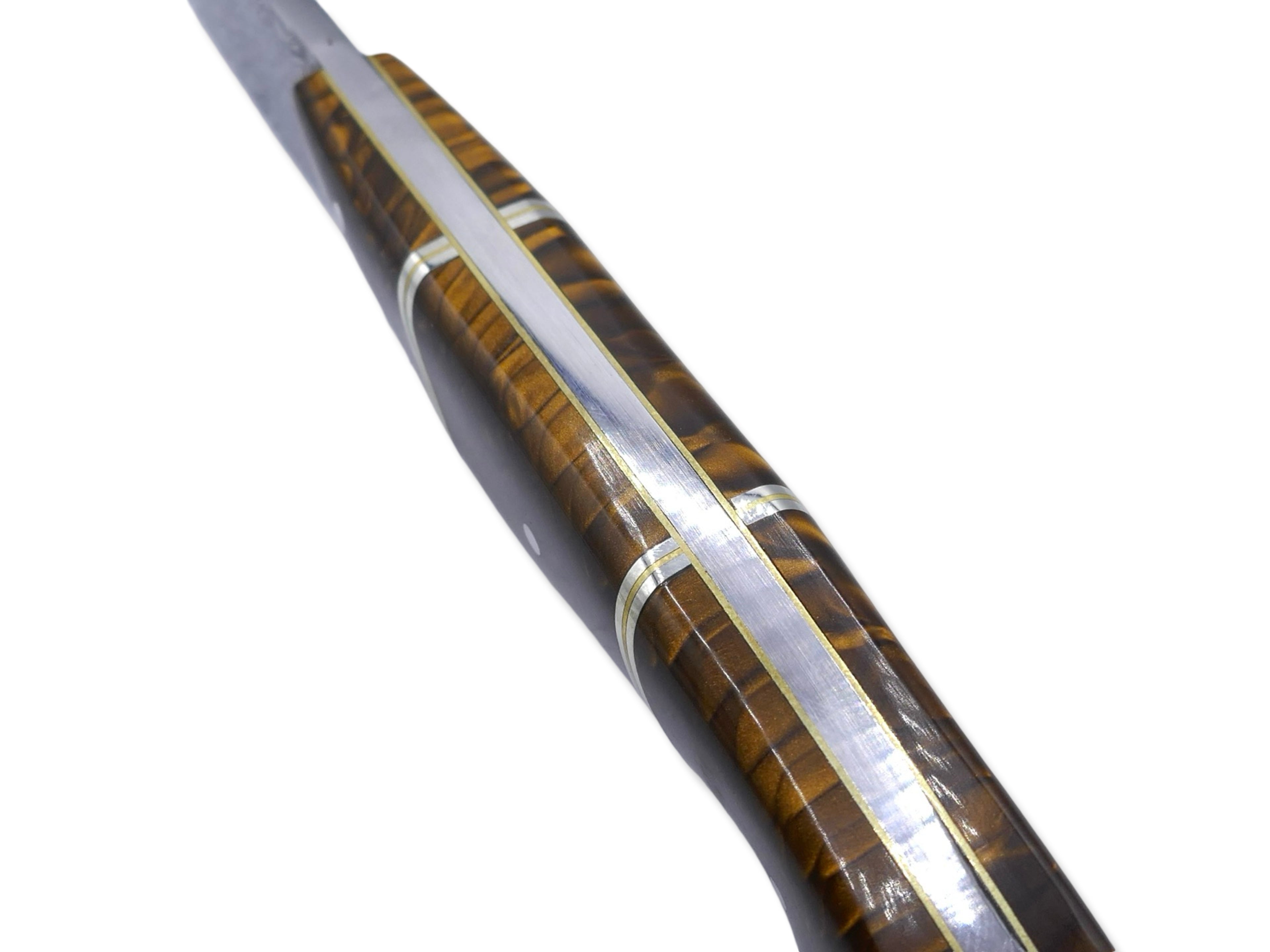 Reaper Custom - Polished Stainless Dragon Scale Pattern San Mai Damascus / Crocodile Sheath
