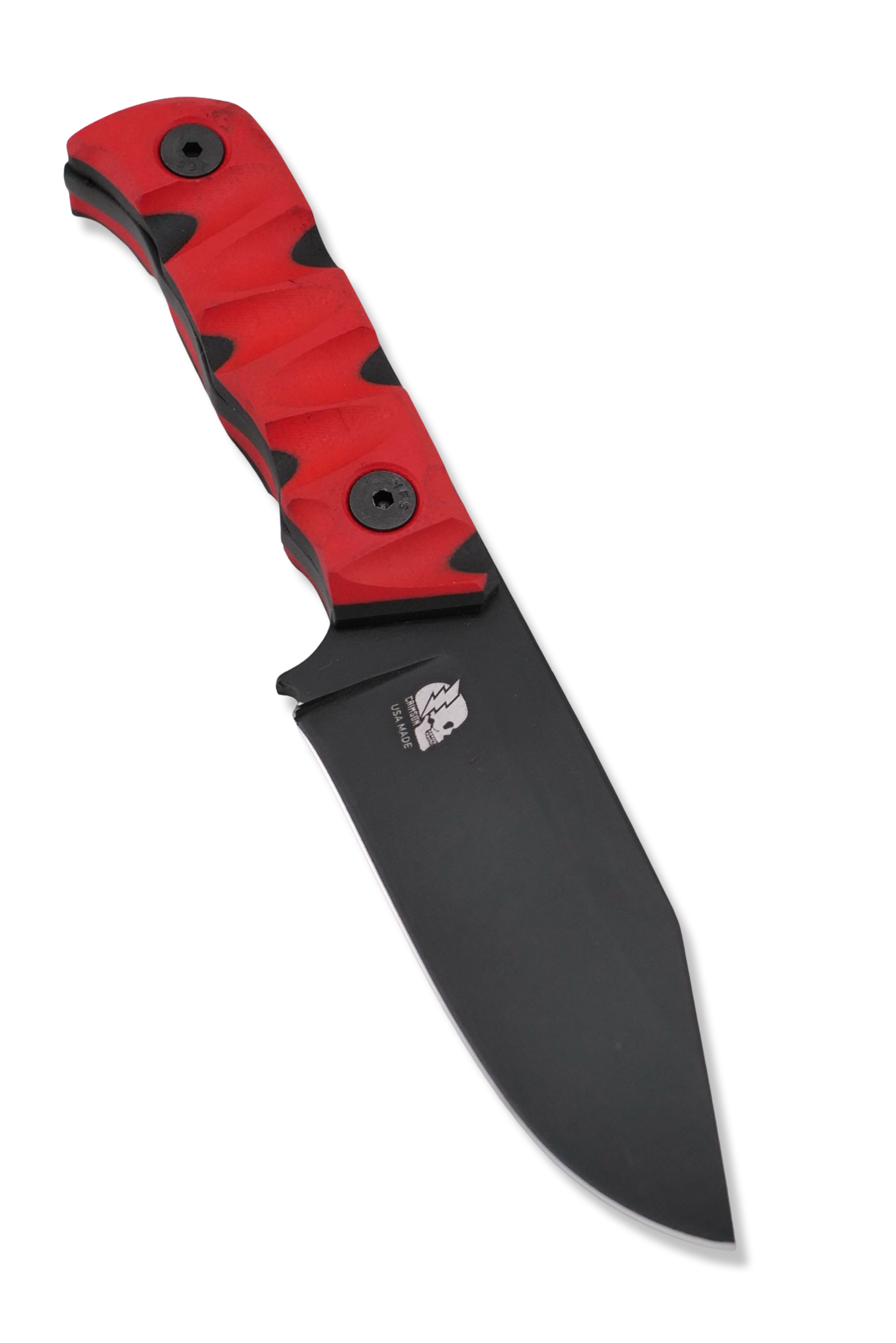 Slayer Mini - Black Cerakote / Two Faced Red + Black G-10 Handle / USA Made leather sheath included