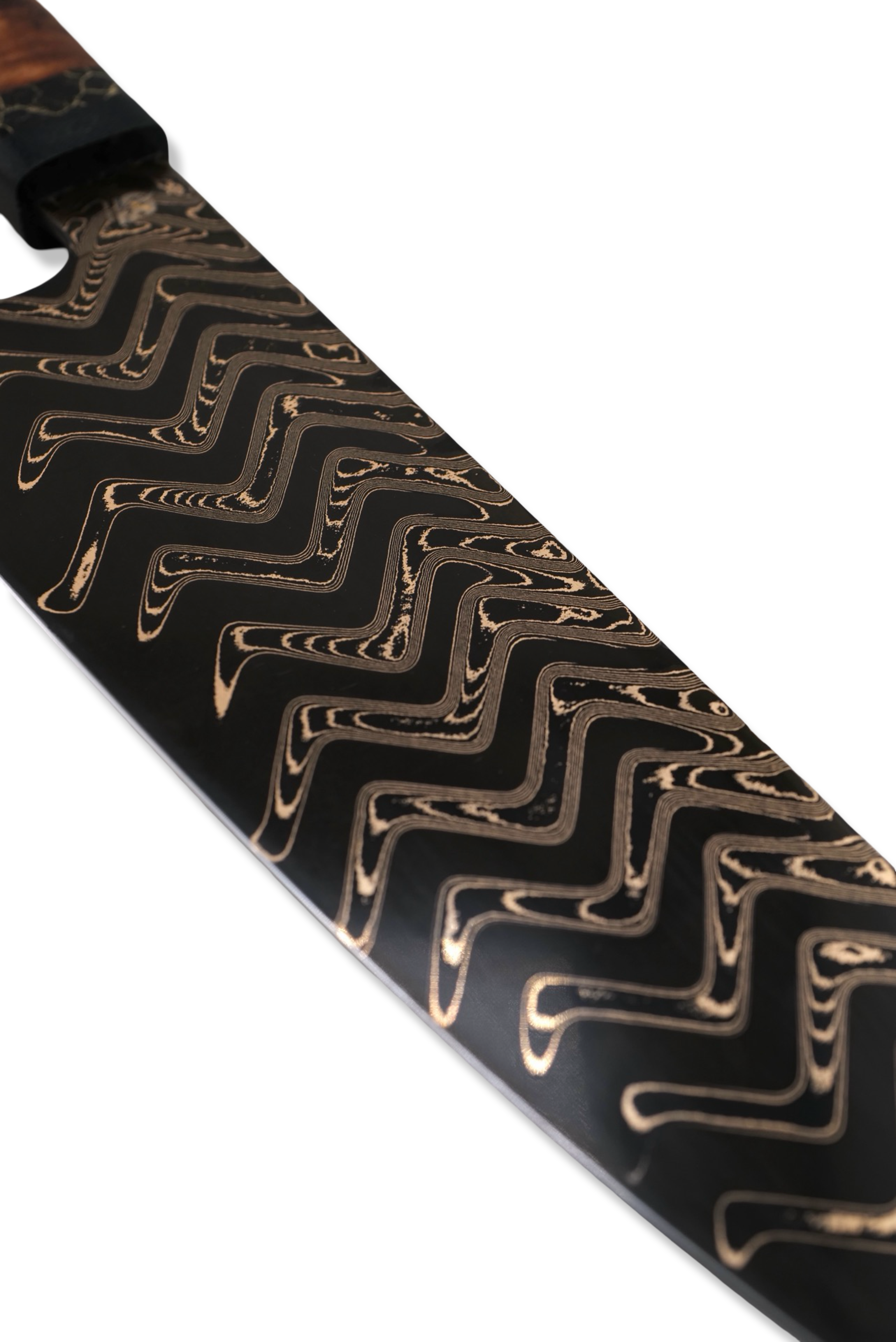 Custom Hidden Tang Chef - Baker Forge Bronze Mai Damascus / Micarta / Tru Stone / Hawaiian Koa Handle