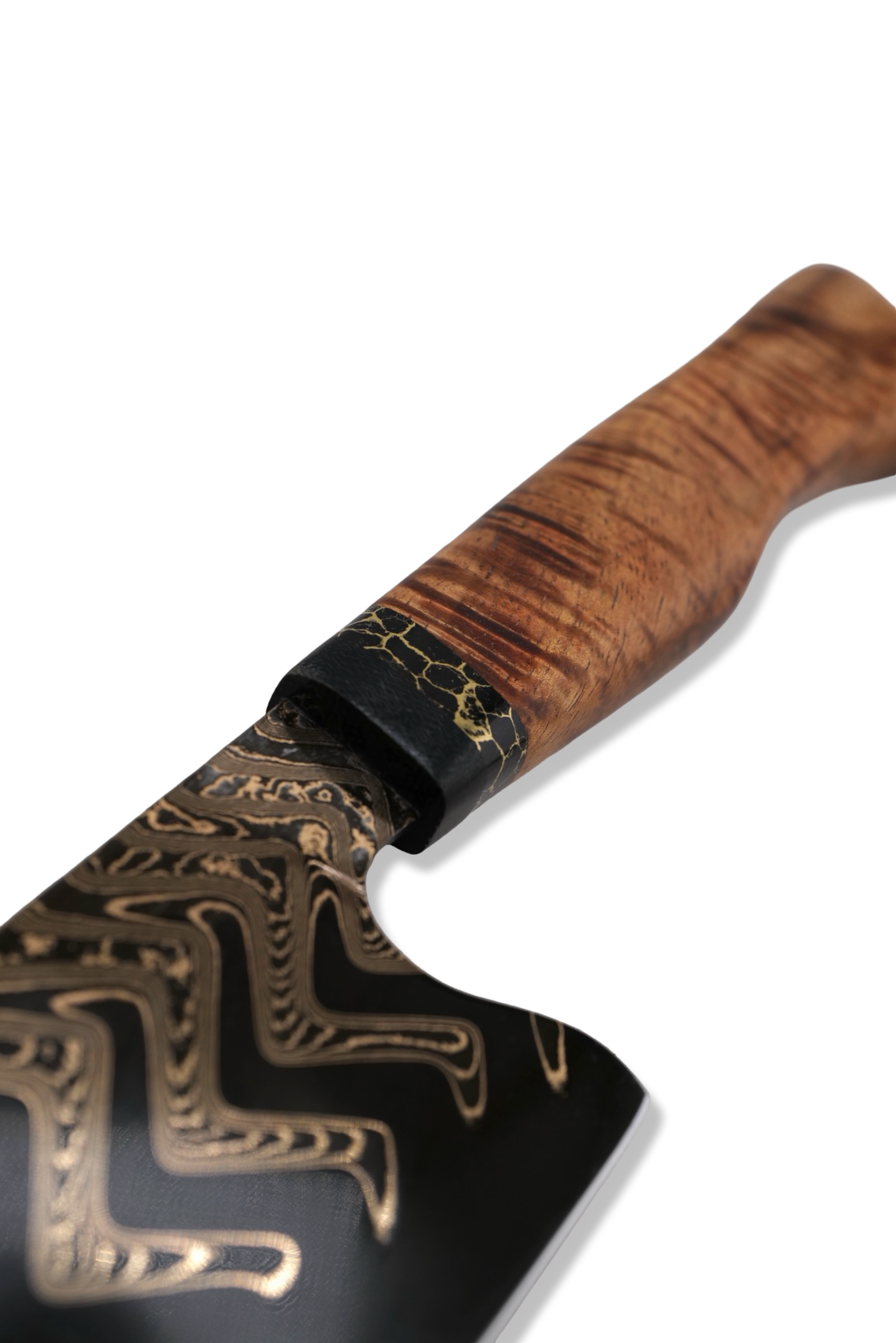 Custom Hidden Tang Chef - Baker Forge Bronze Mai Damascus / Micarta / Tru Stone / Hawaiian Koa Handle