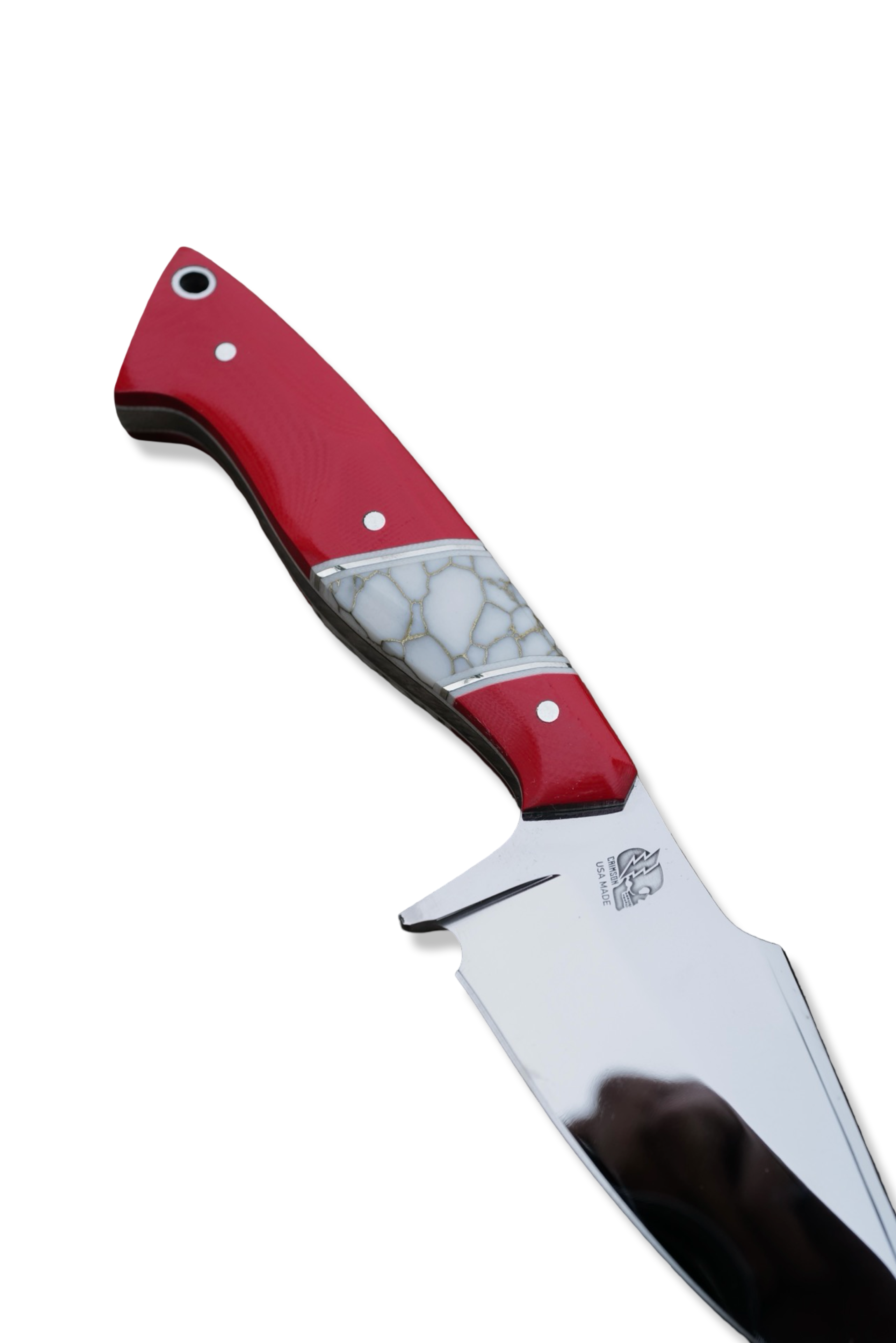 Custom Reaper - Mirror Polish / Red G-10 / Nickel Splits / Tru Stone inlay