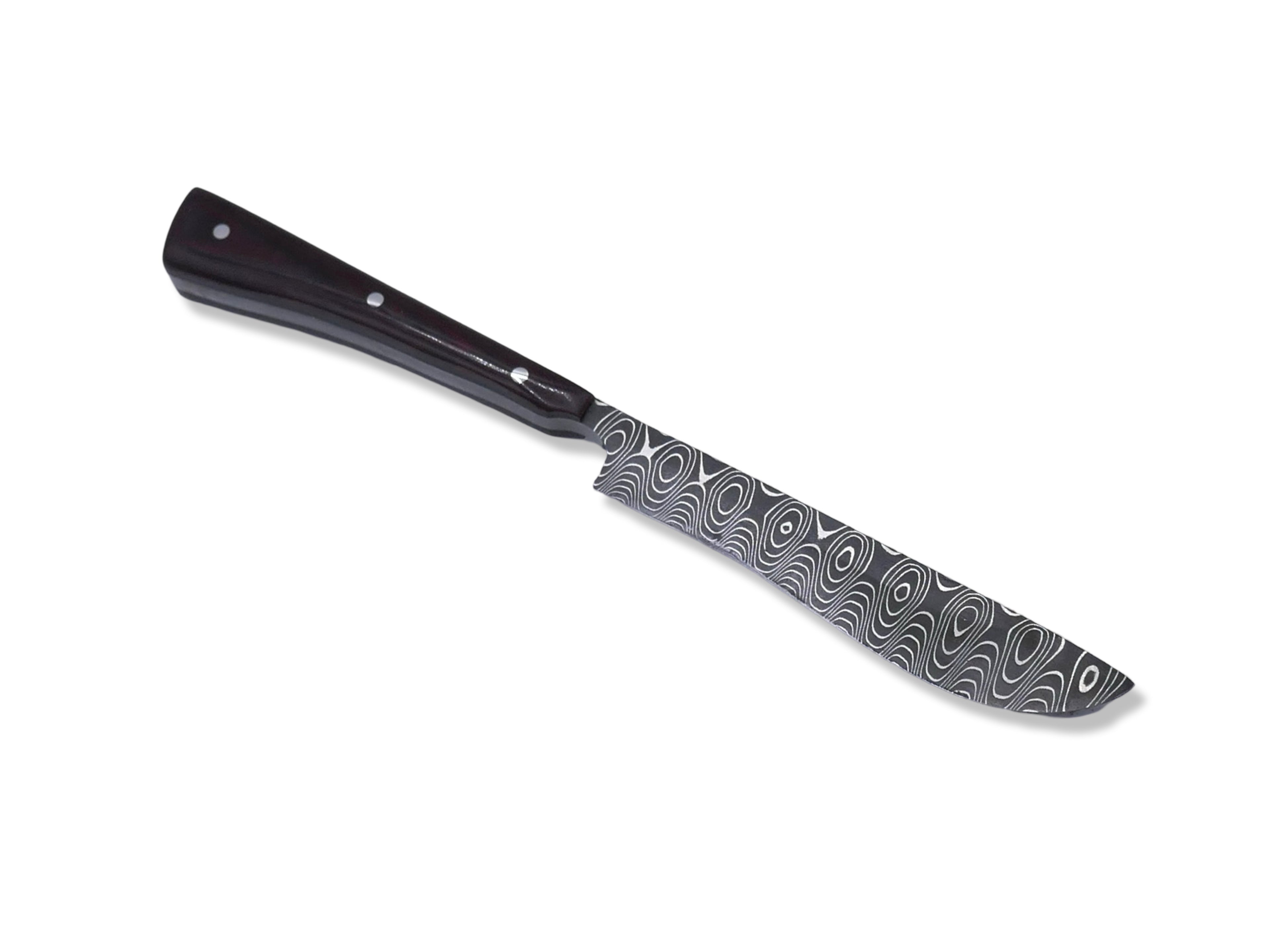 Recurve Scalpel - Vegas Forge 200 Layer Damascus / 1970’s Red Linen Vintage Westinghouse Micarta