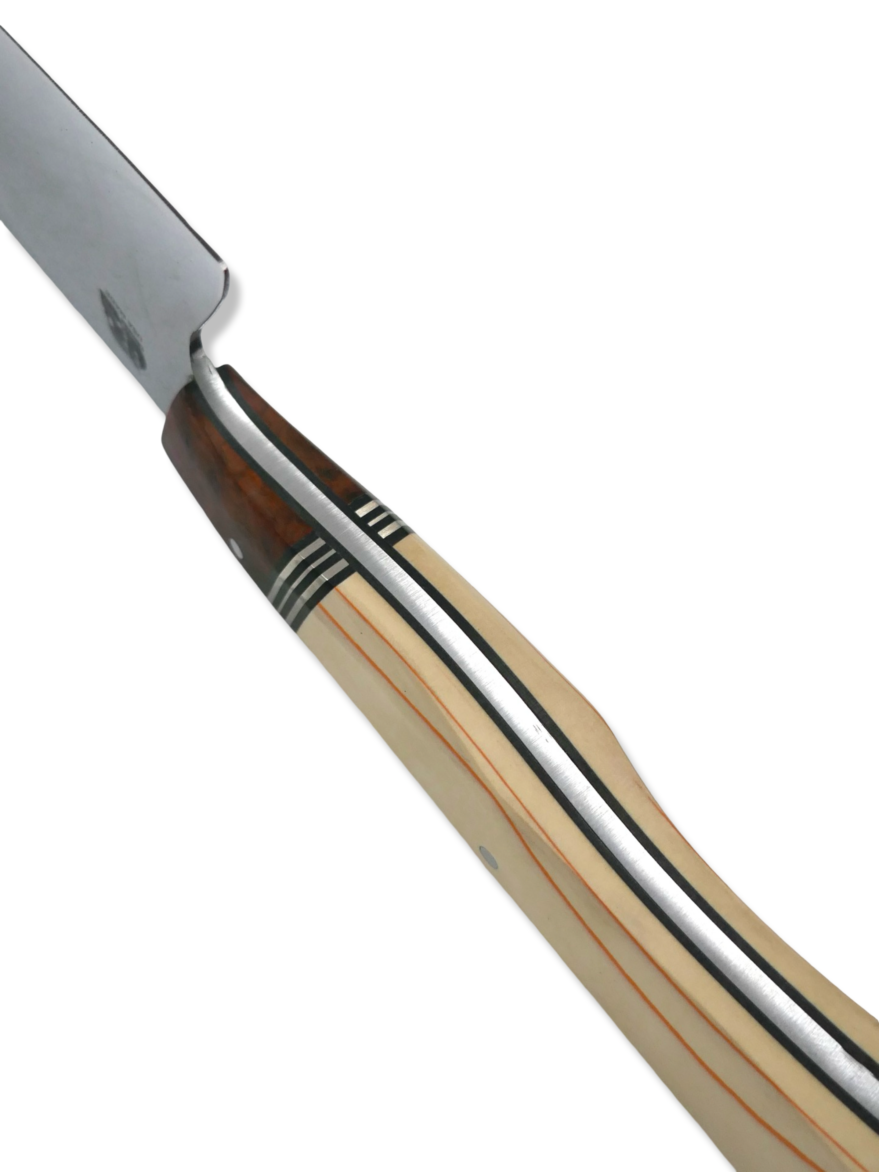 Custom Chef - Mirror Polished AEBL / Spalted Ambrosia / Triple Nickel Split / Westinghouse double orange-lined late-era Ivory paper from Bob Doziers private stash
