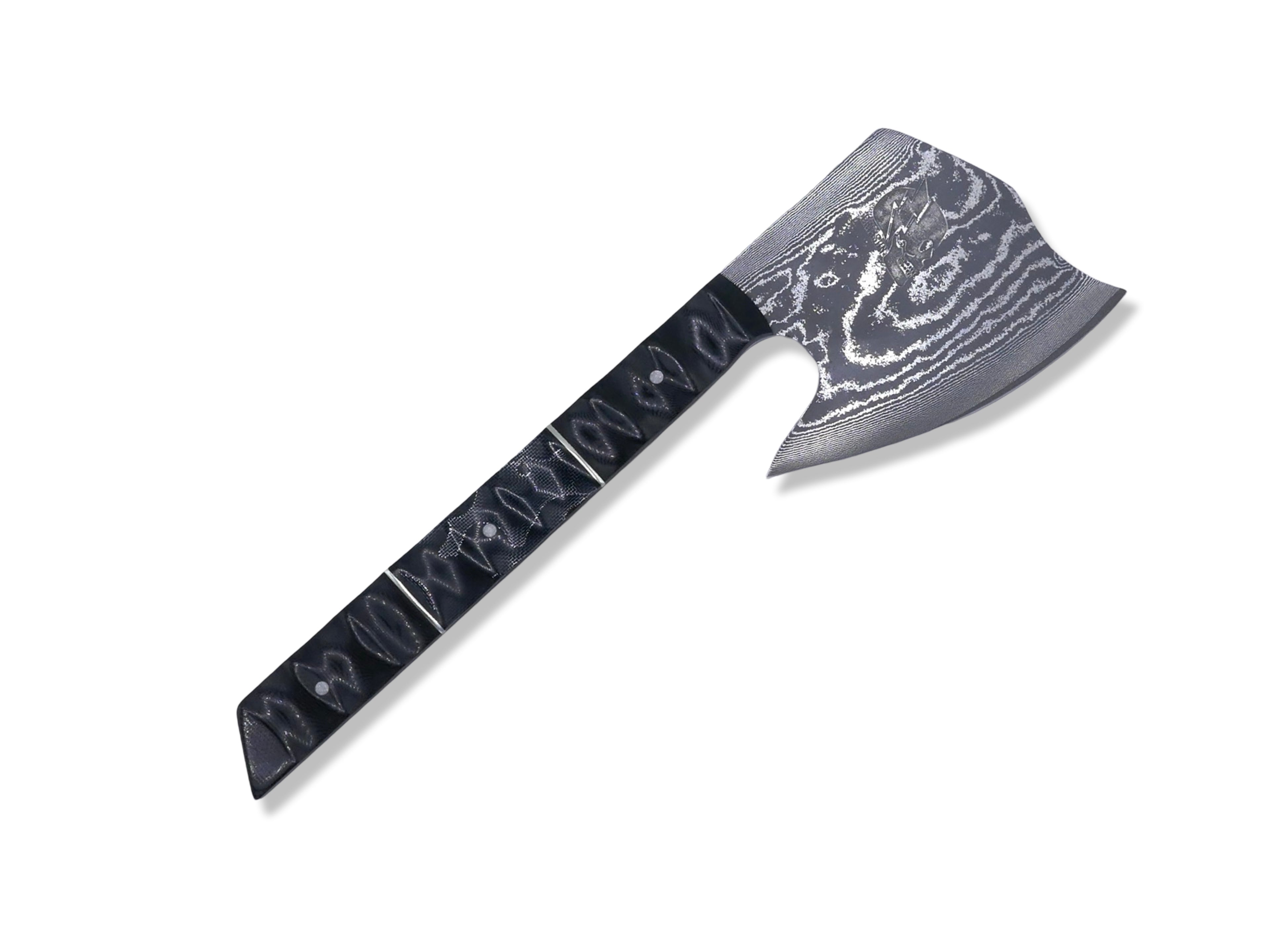 Damascus Berserker - Vegas Forge Stainless Damascus / G-10 / Alume / Nickel Splits Handle