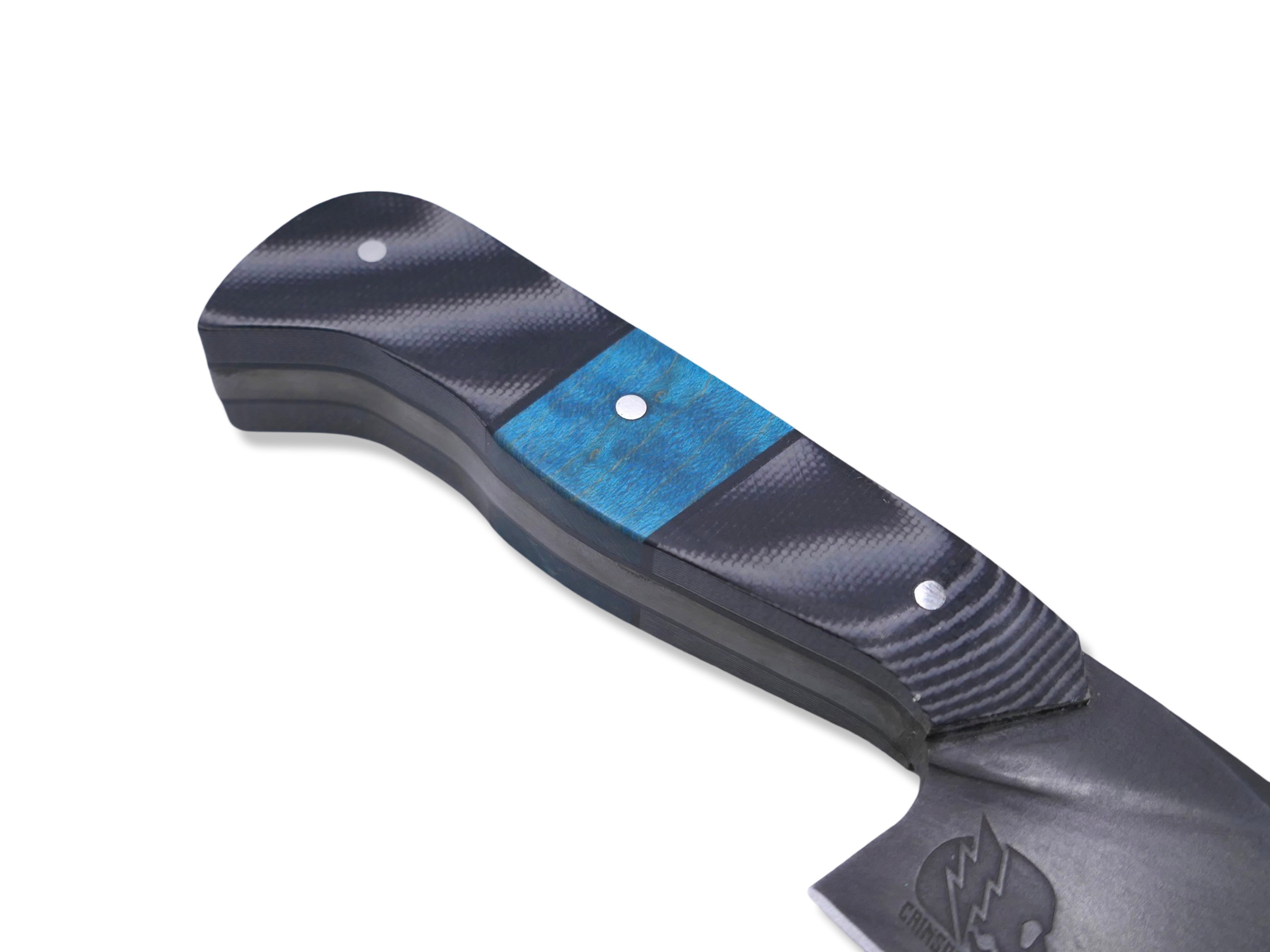 Vendetta Night Crawler - Grey / Black G-10 W/ Blue Wood Inlay / Black G-10 Liner
