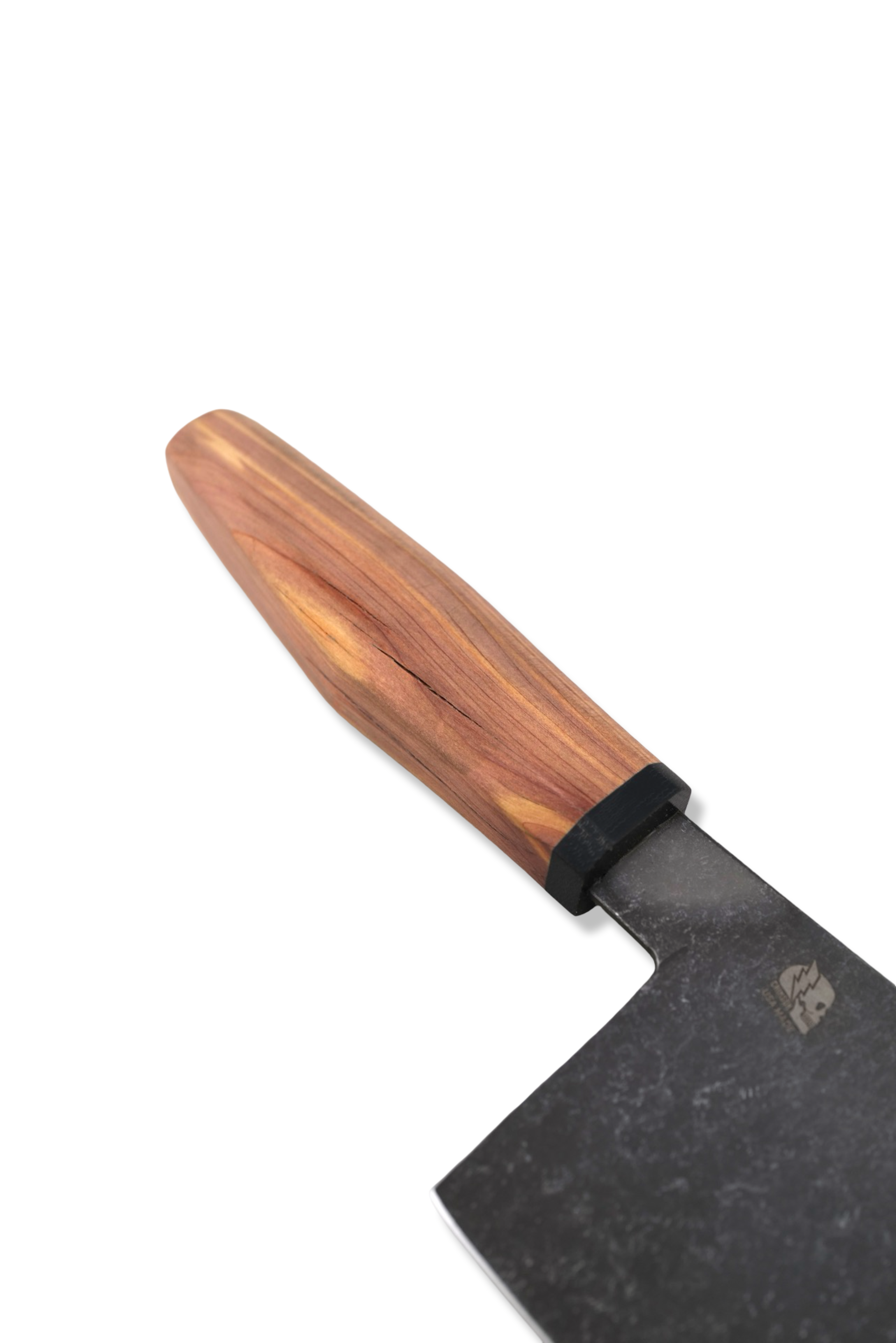Custom Hidden Tang Cleaver - Dark Stonewash Stainless Steel / Juniper Handle / Wood Saya