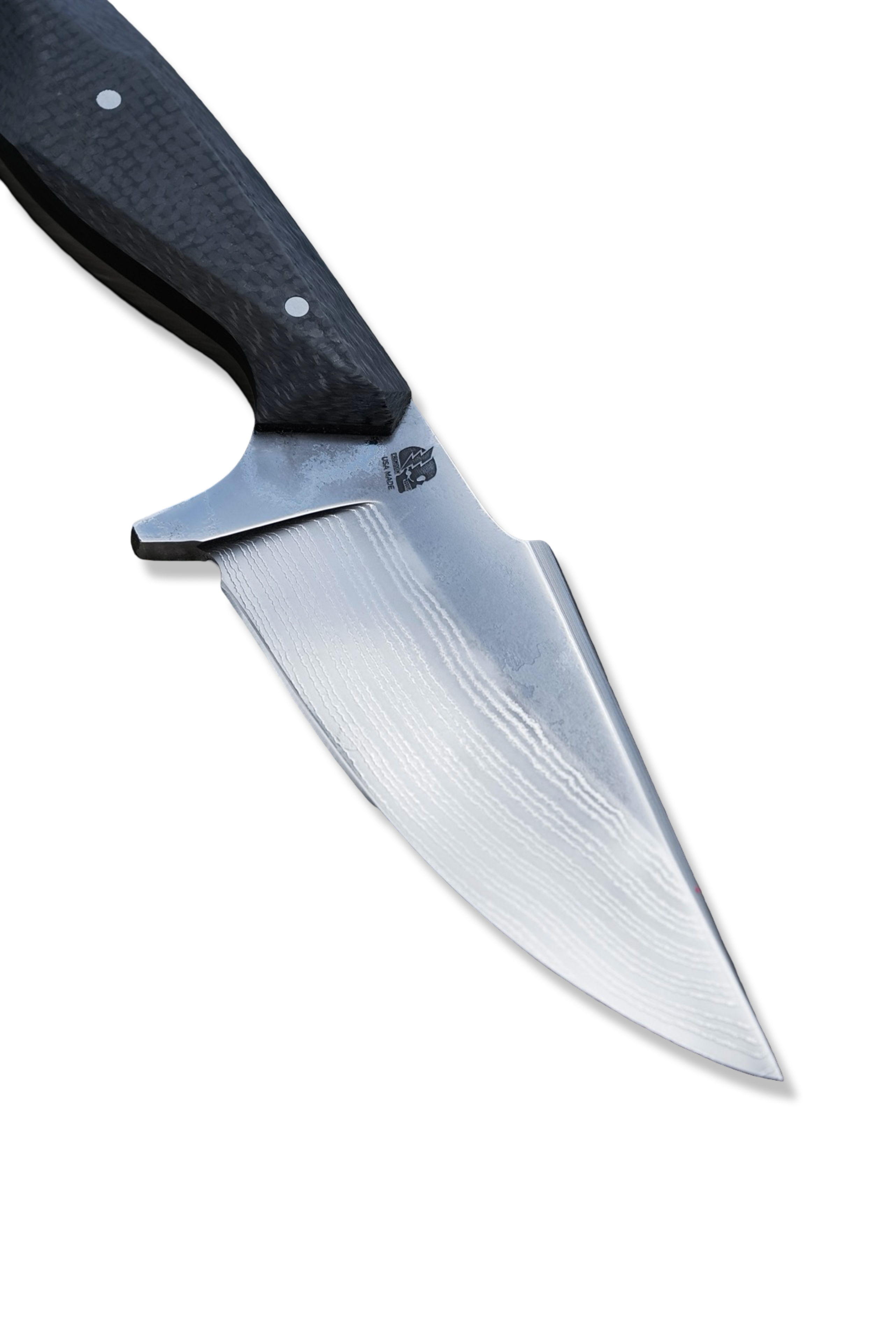 Reaper Custom 1 of 1 - Polished Vegas Forge Damascus / Carbon Fiber Handle / Sheath Included