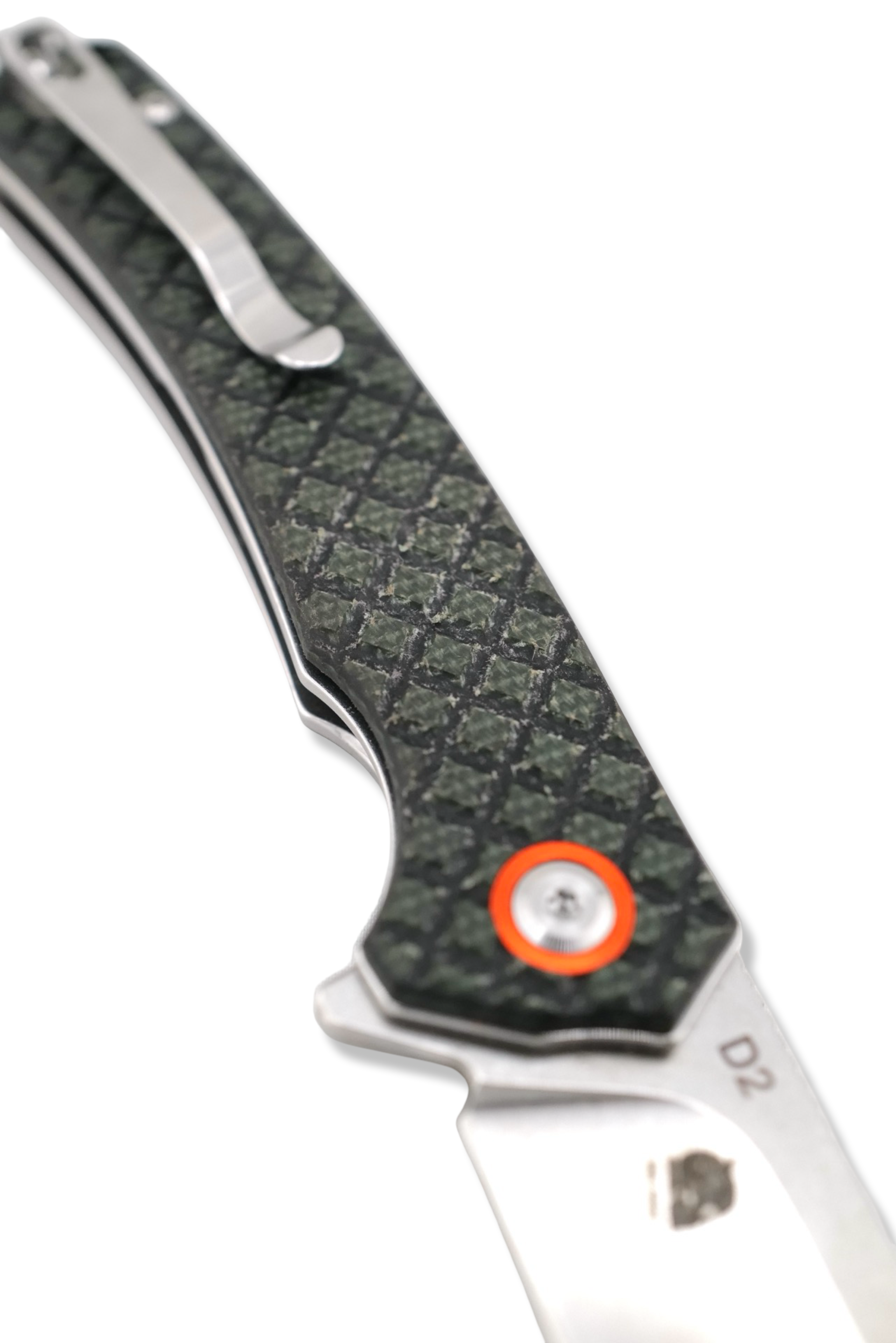 Interceptor Folder - Green Textured handle / Stonewash Blade