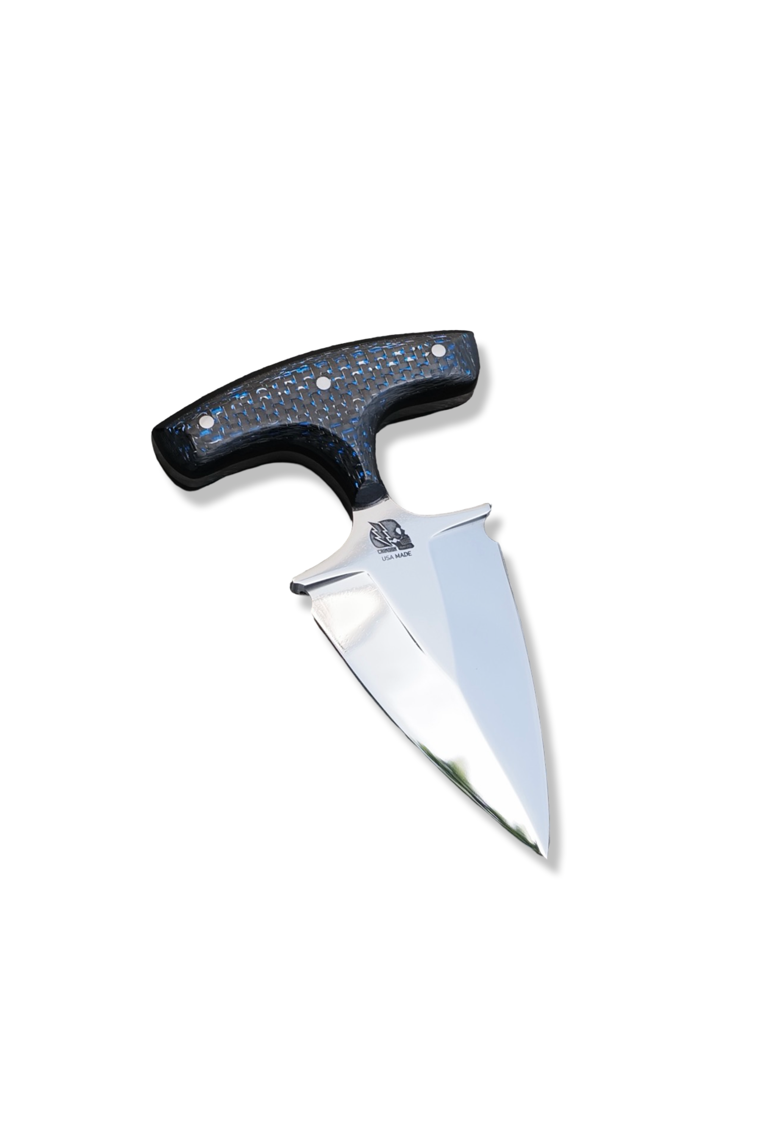 Custom Push Dagger - Mirror Polish / Blue Carbon Fiber + Black G-10 Handle / Sheath Included