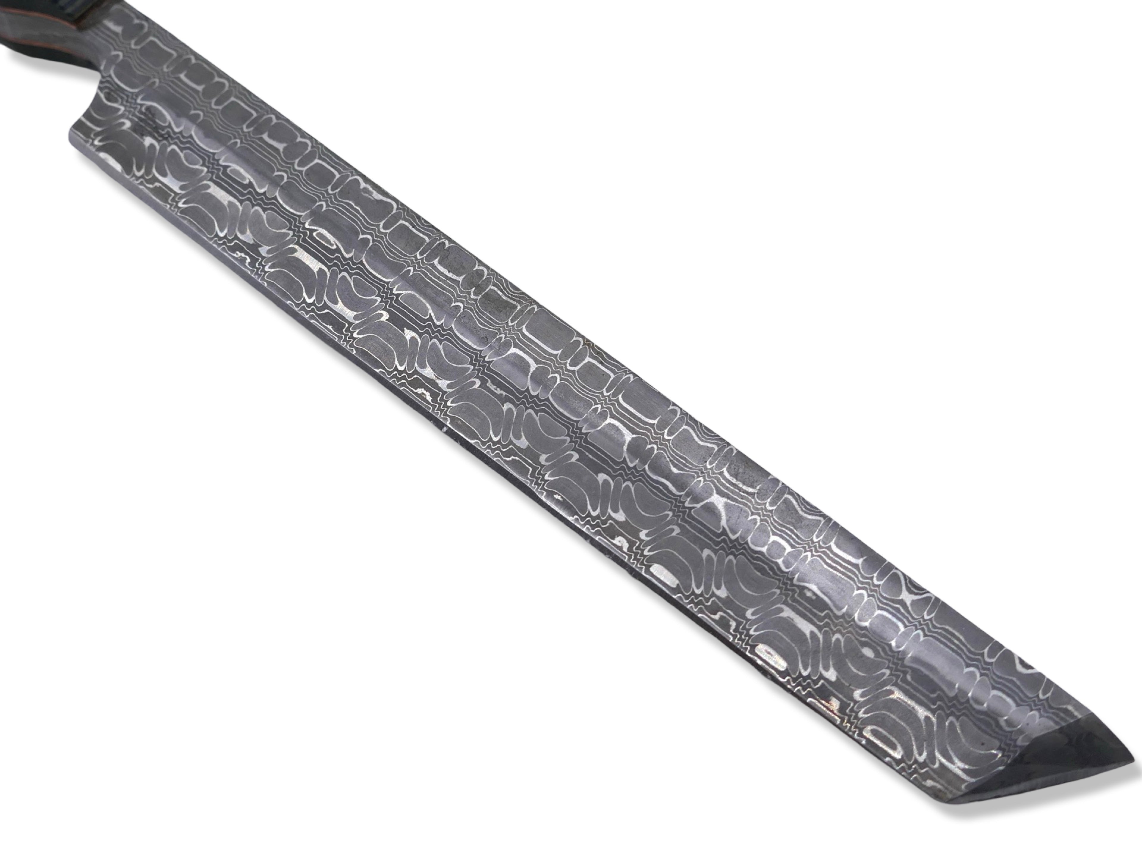 Tanto Scalpel - Vegas Forge Stainless Reptilian San Mai / 80’s Tortoise Shell Rag Handle