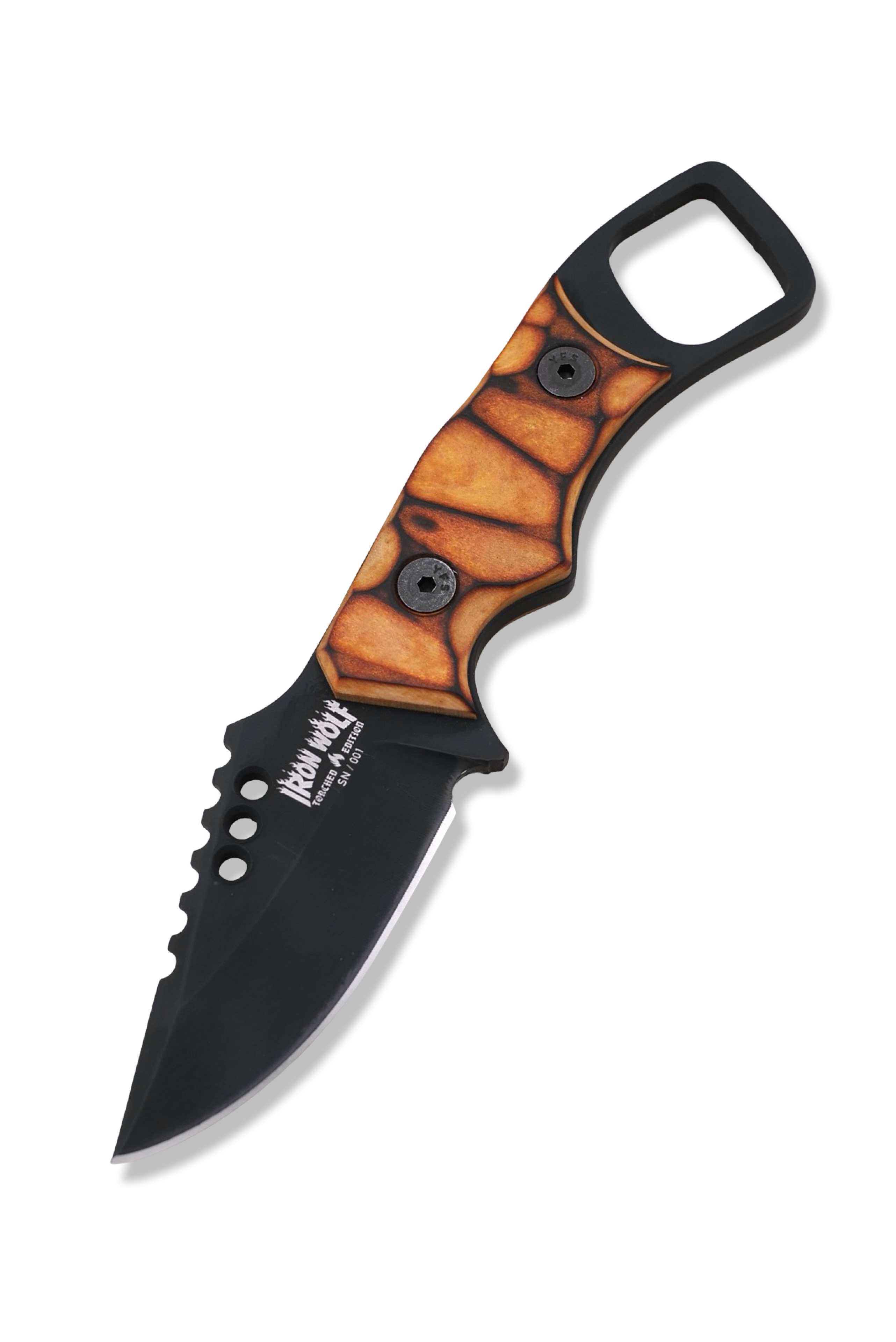RPM Iron Wolf Torched Edition- Black Cerakote / Torched Richlite Handle /  Leather Sheath Included