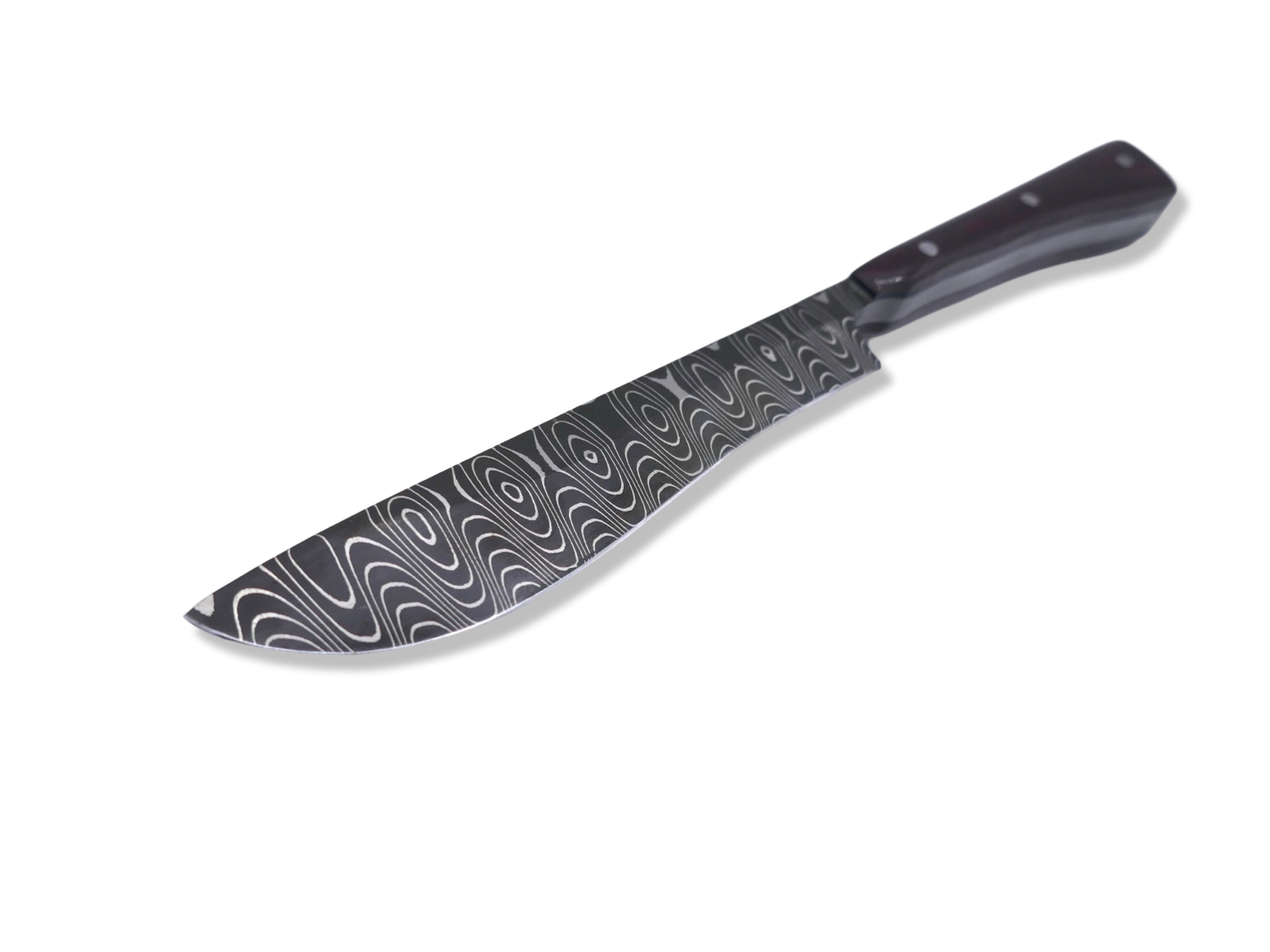 Recurve Scalpel - Vegas Forge 200 Layer Damascus / 1970’s Red Linen Vintage Westinghouse Micarta