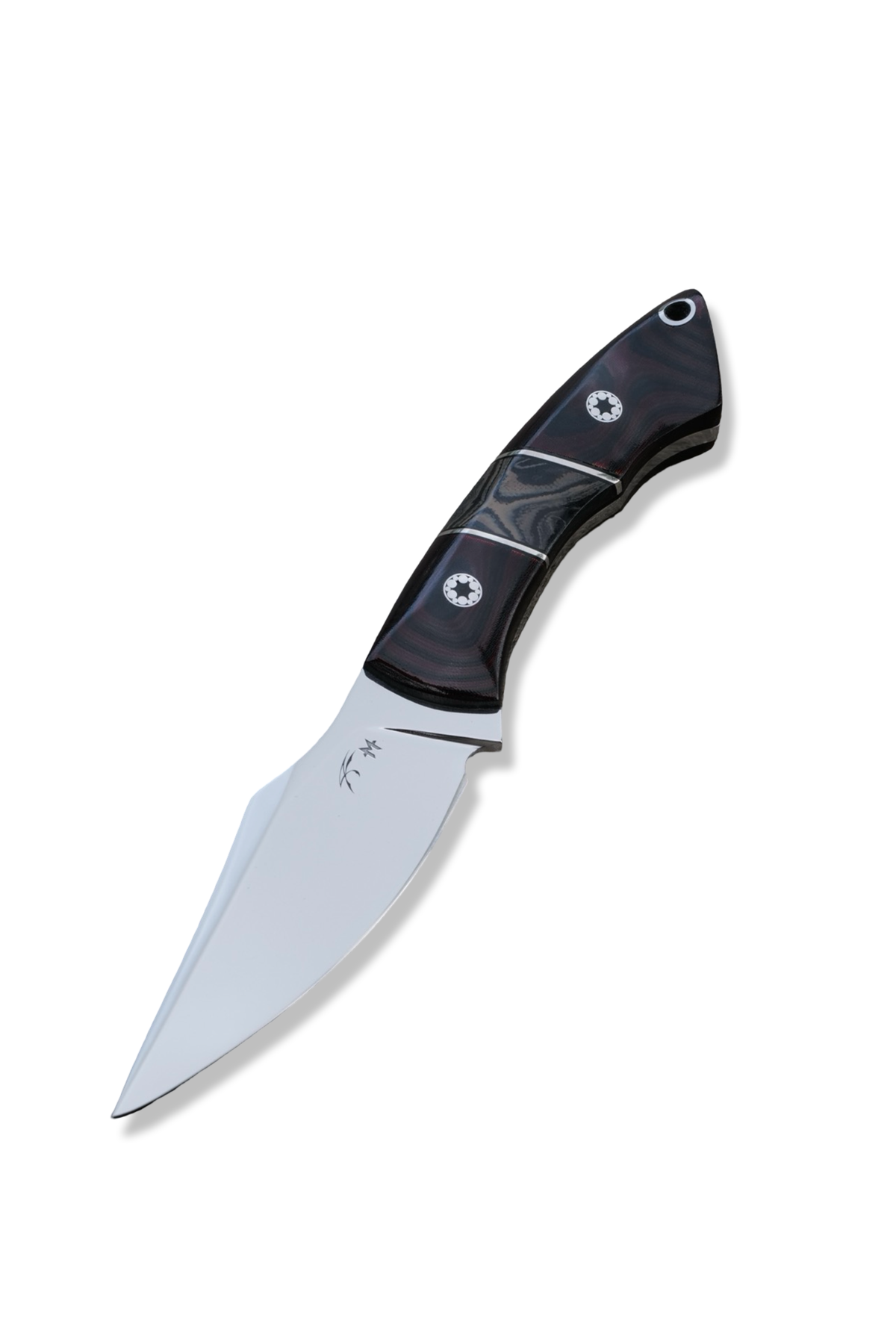 “ ODB “ Custom PROTOTYPE - Mirror Polish Stainless  / Vintage Westinghouse Black / Red Micarta / G-10 Burl Inlay / Nickel Splits / Mosaic Pins / Stingray Inlay Sheath / Jason Knight Design