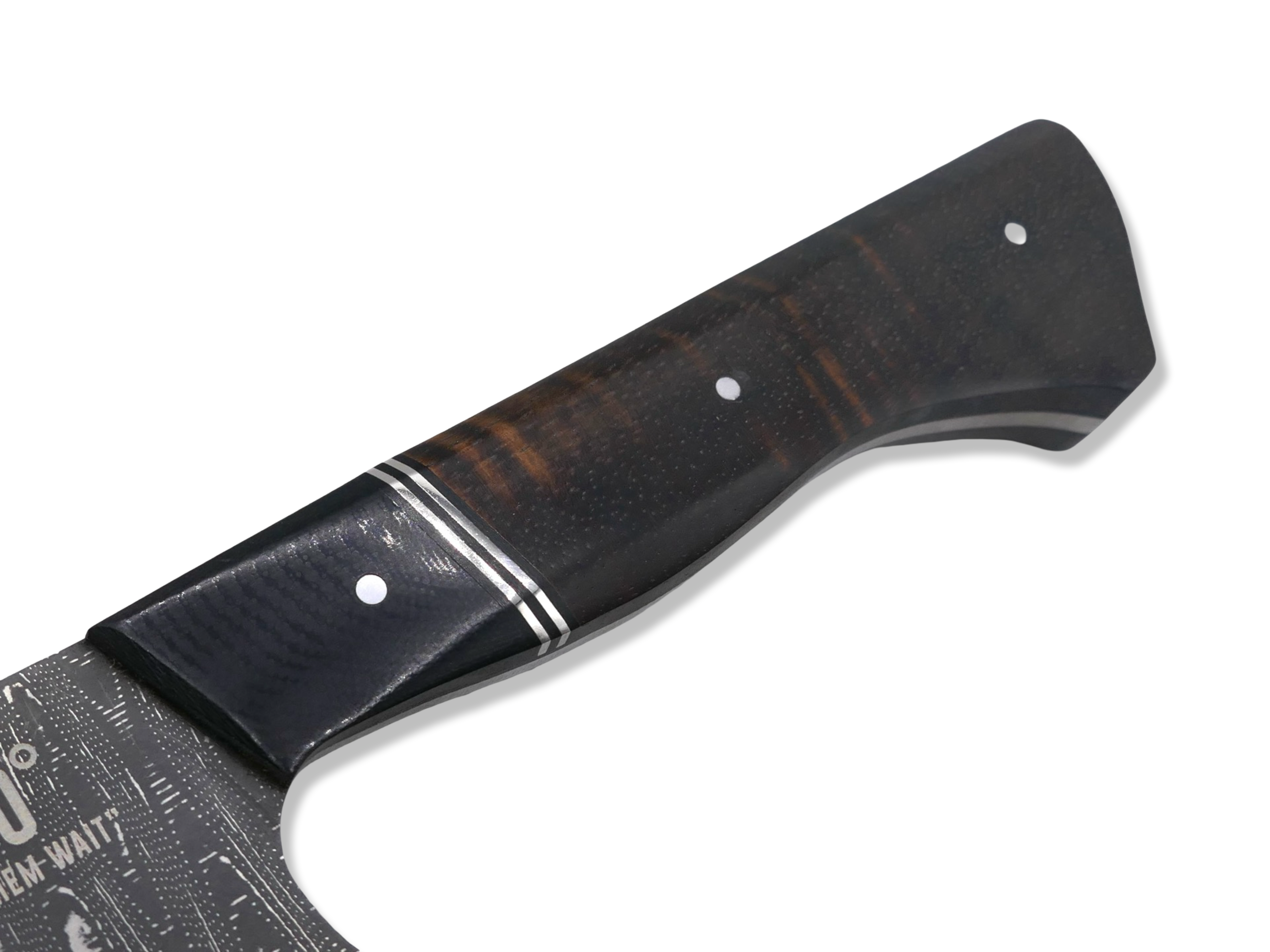 Custom Chef - Vegas Forge Stainless Damascus / Dot Matrix Pattern / Black G-10 / Nickel Split / Hawaiian Koa