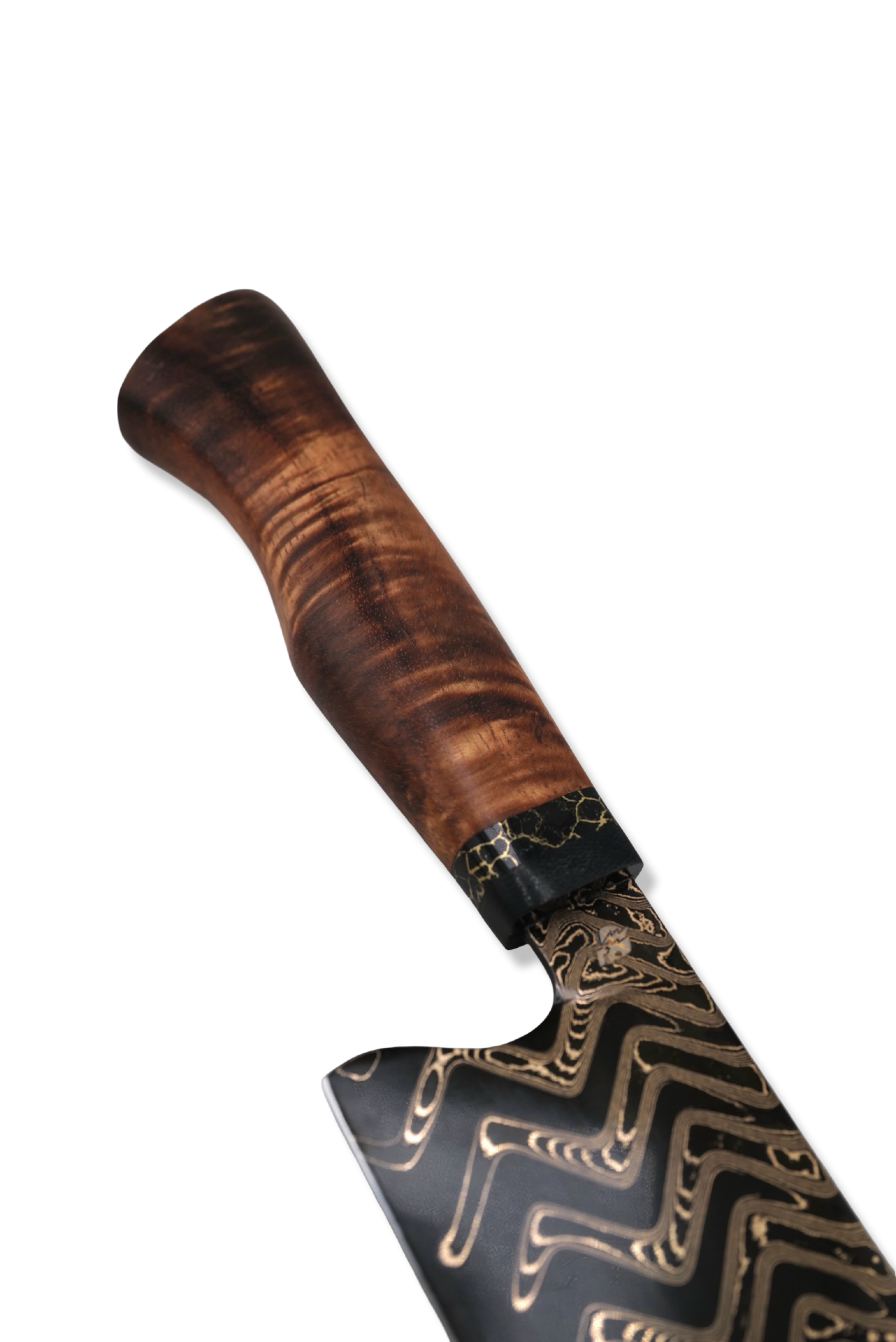 Custom Hidden Tang Chef - Baker Forge Bronze Mai Damascus / Micarta / Tru Stone / Hawaiian Koa Handle