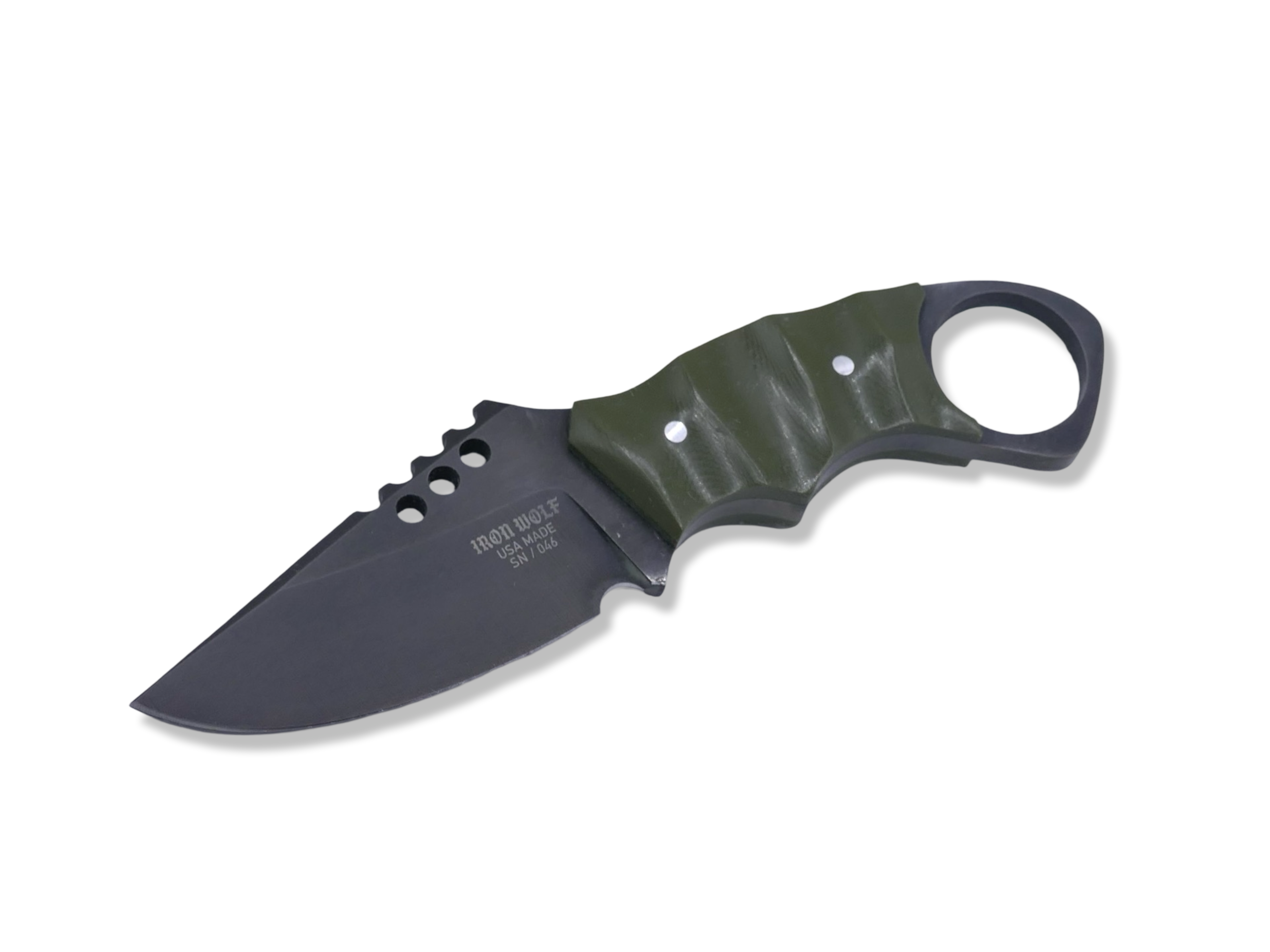 IRON WOLF - Black Ops / OD Green G-10 Handle / Sheath Included