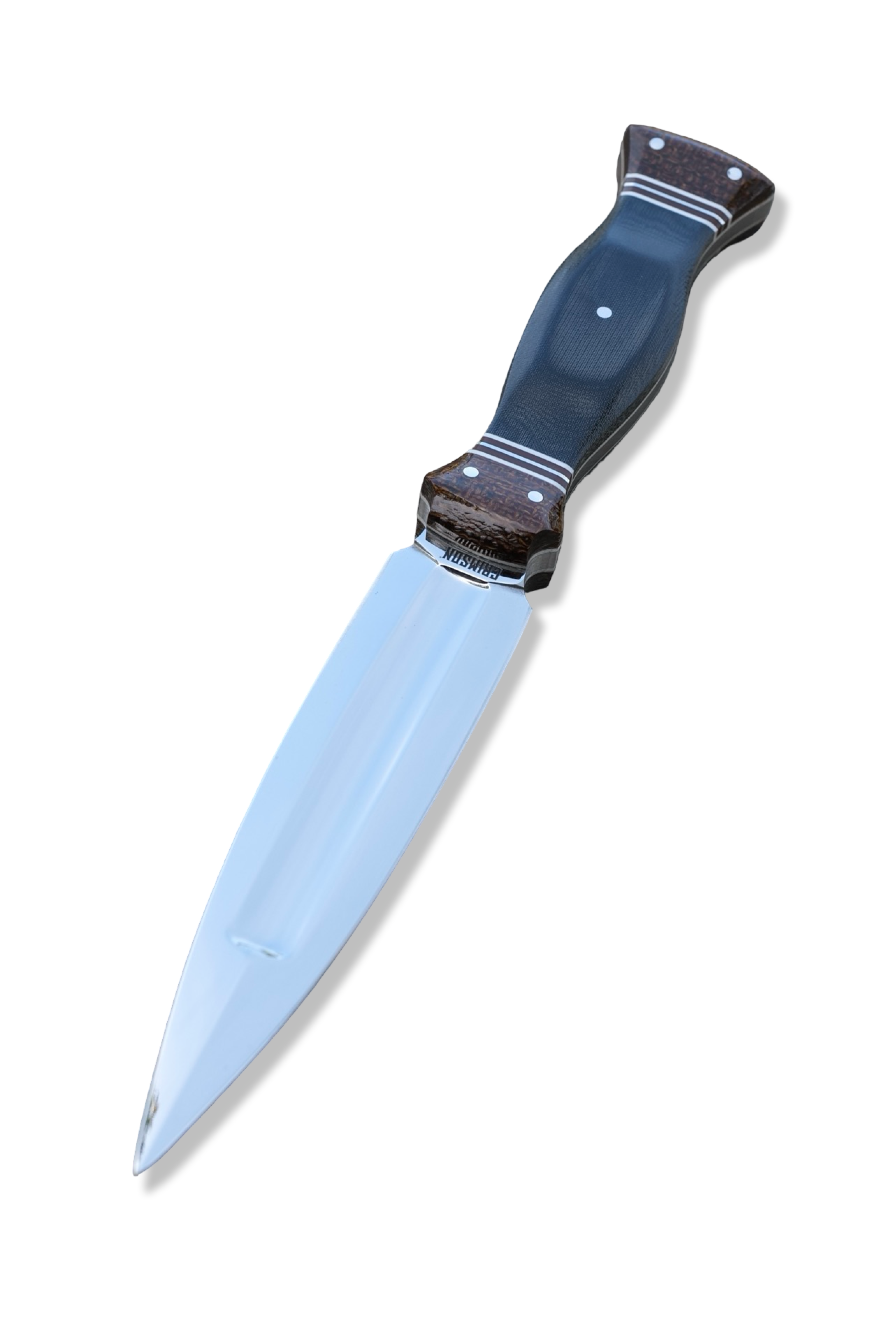 Custom Dagger W/ Fuller - Mirror Polish / Westinghouse Micarta Front and back / White G-10  + Westinghouse and Nickel Split / Black Micarta Middle