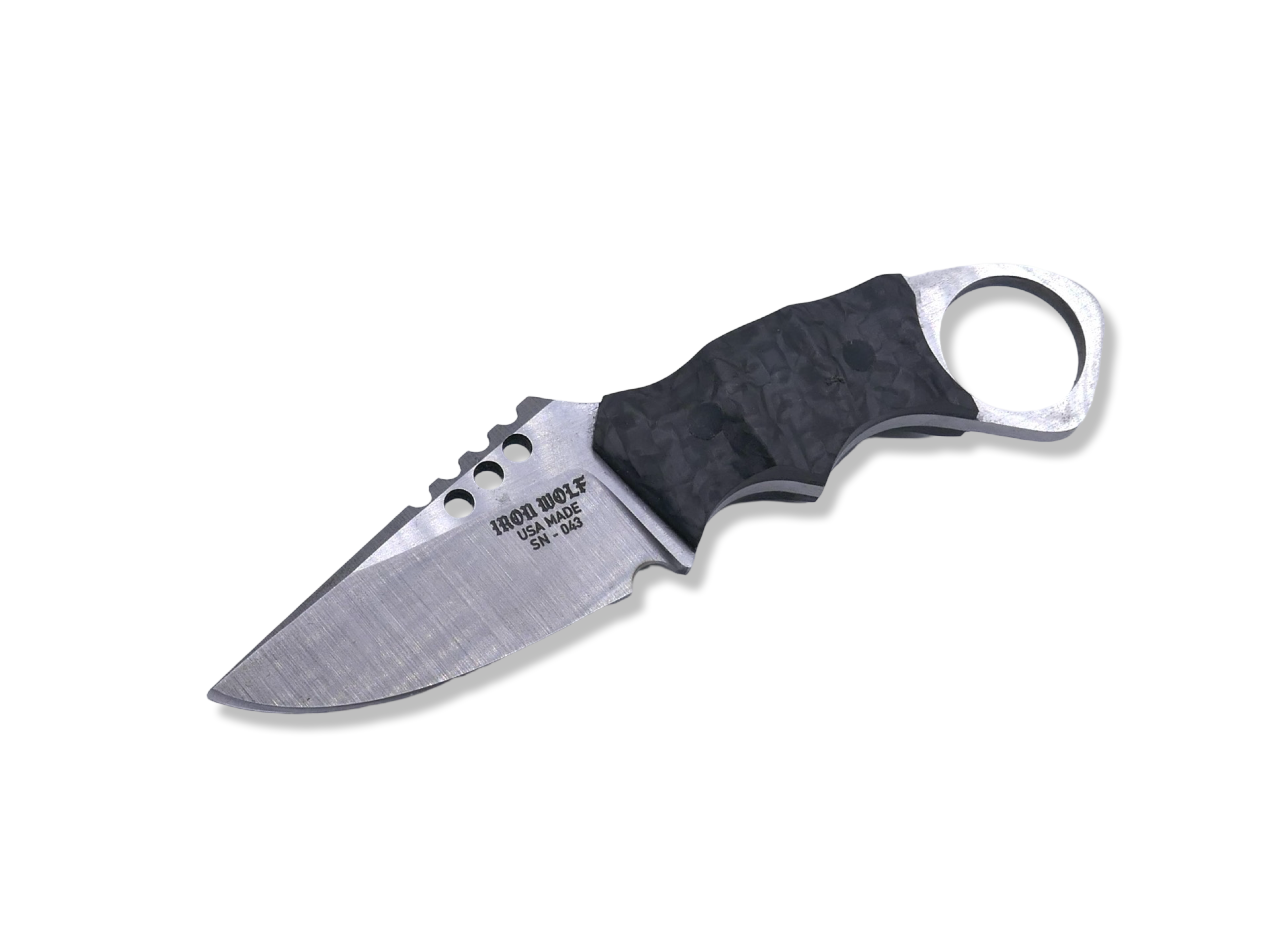 IRON WOLF Custom 1 of 1  -  Satin Finish / Carbon Fiber Handle / Sheath Included