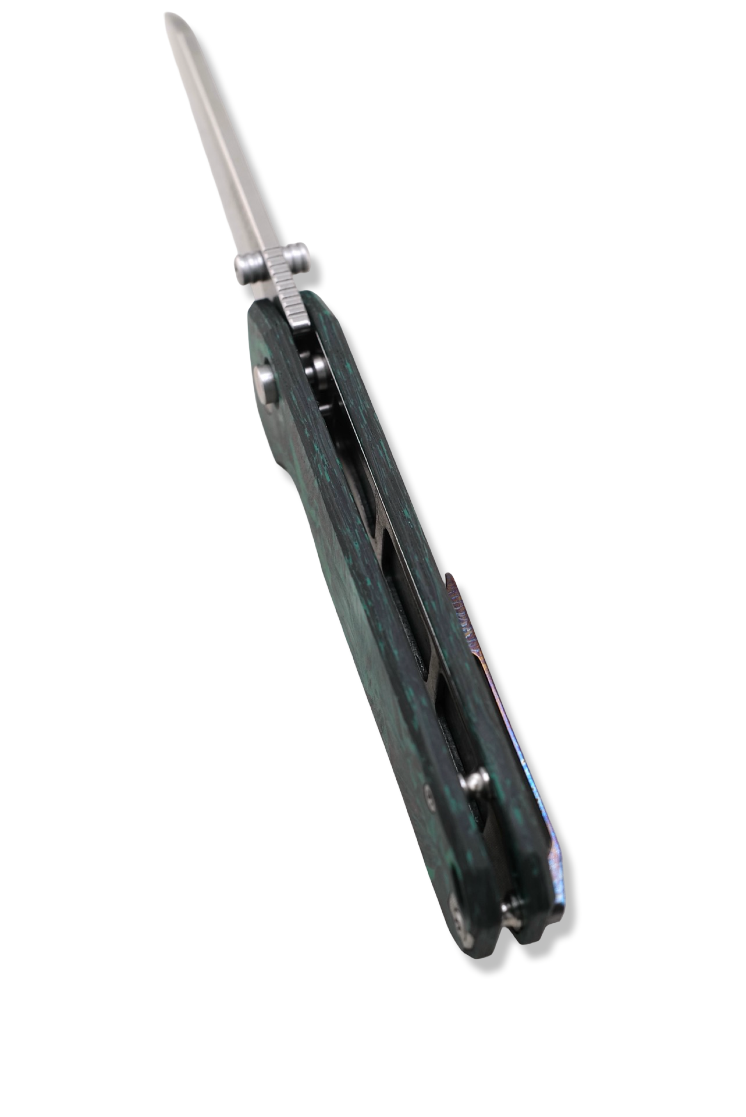 RAGNAR Folder - VG-10 Steel / Photoluminescent Glow Carbon Handle / Flamed Titanium clip / Stonewash Finish