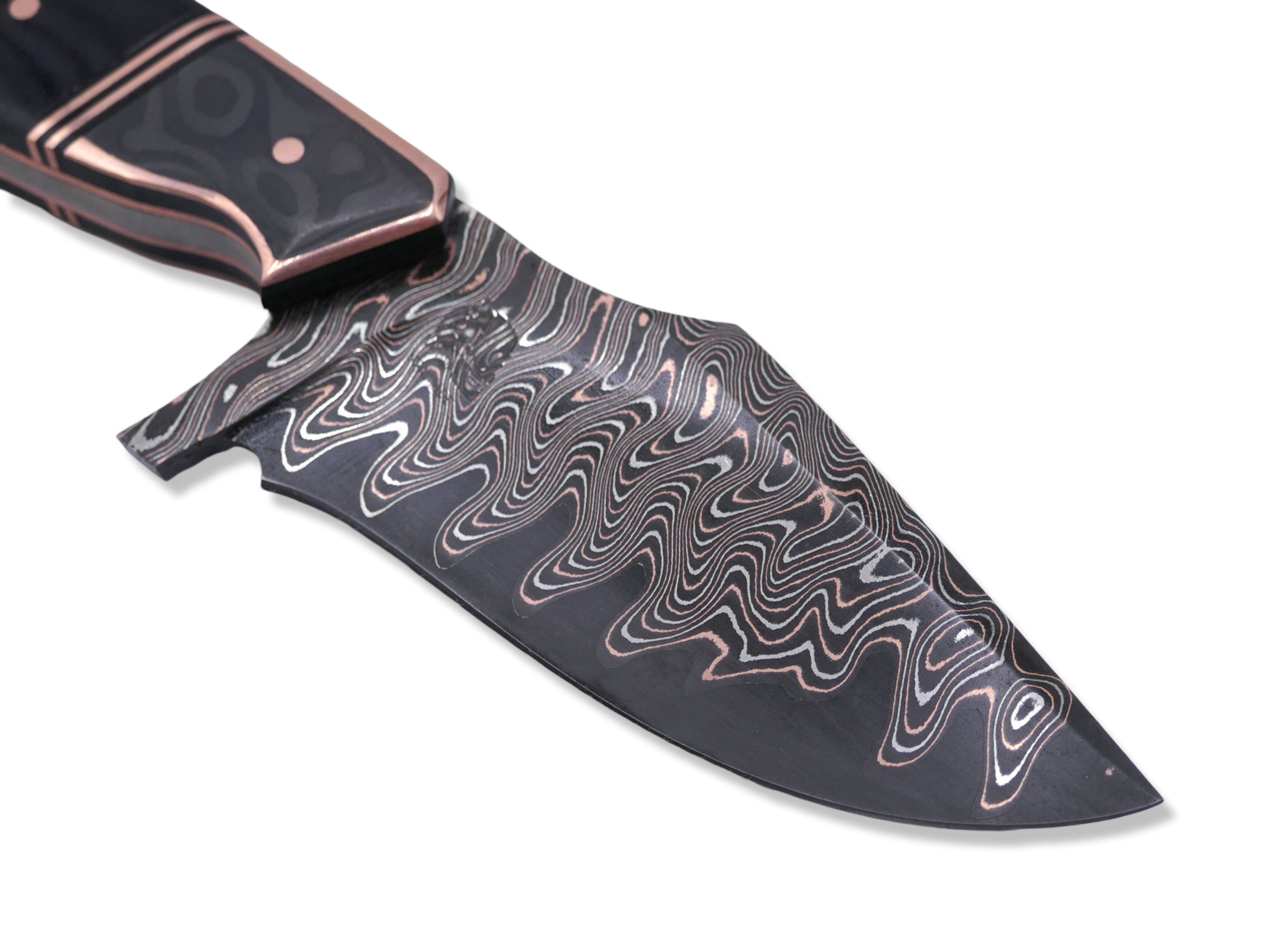 Pro Hunter Custom 1 of 1  - Baker Forge Elite Copper Mai Ripple / Camo Carbon W/ Copper Inlays + G-10 Handle / Copper Liner Made For D. Cormier
