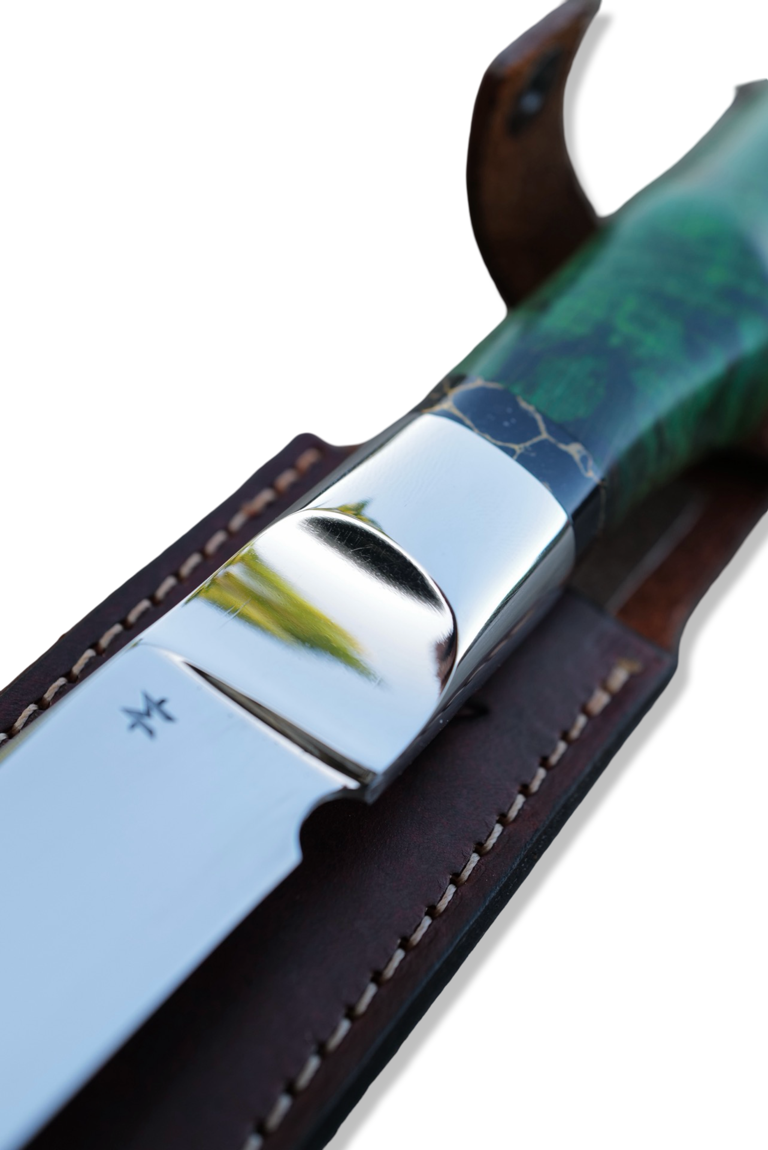 Custom Integral - Mirror Polish / Green Raffir Handle