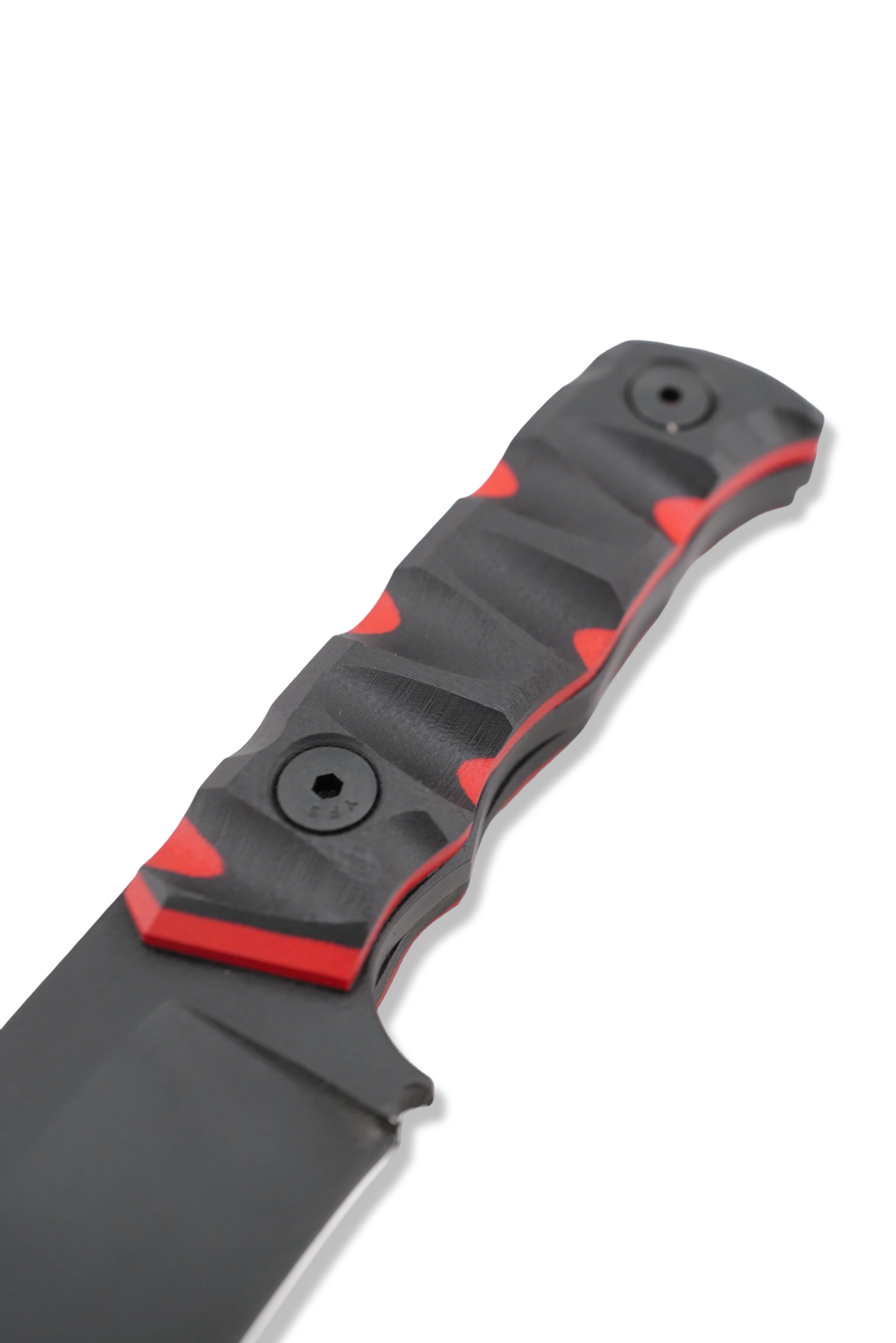 Slayer Mini - Black Cerakote / Two Faced Red + Black G-10 Handle / USA Made leather sheath included