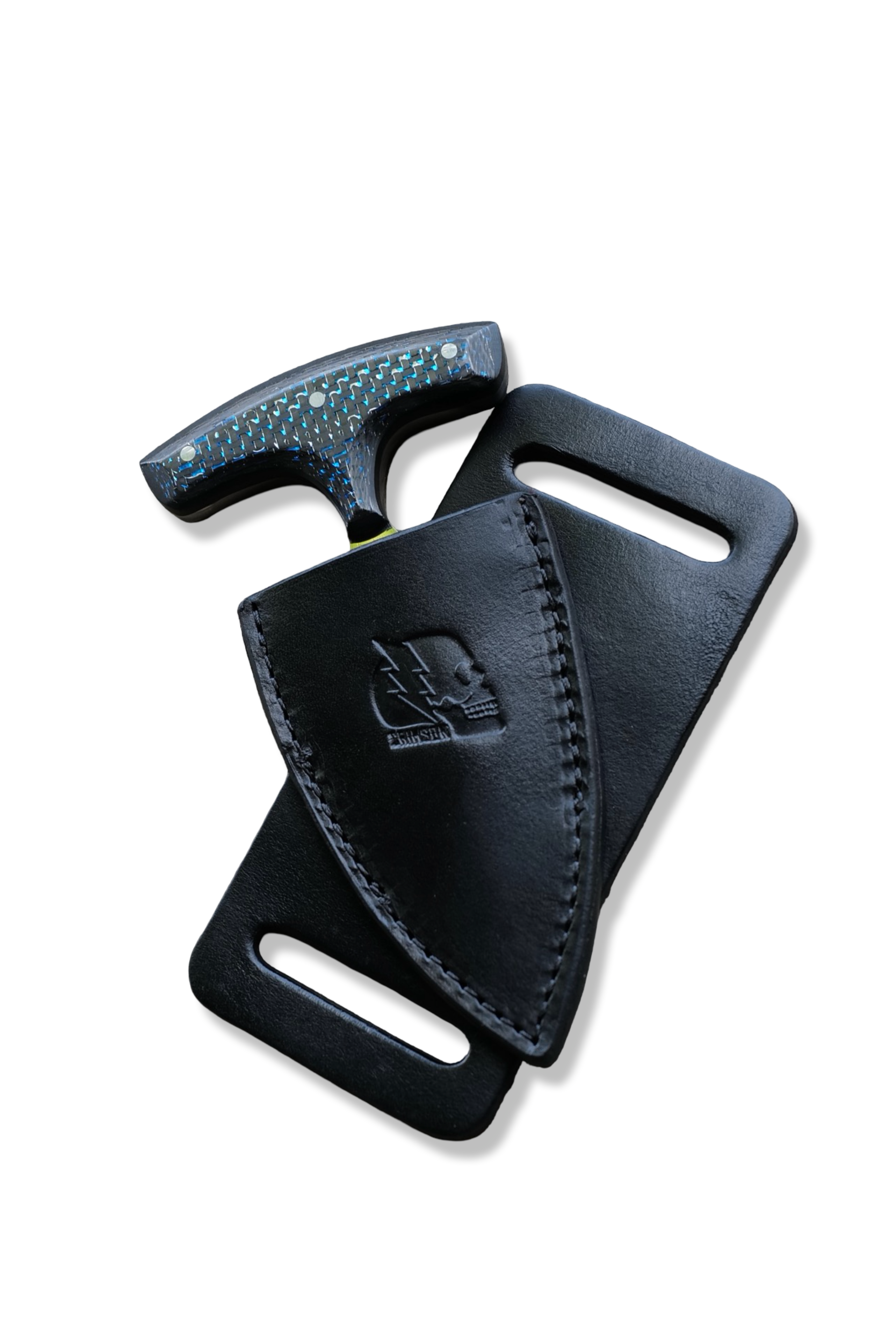 Custom Push Dagger - Mirror Polish / Blue Carbon Fiber + Black G-10 Handle / Sheath Included