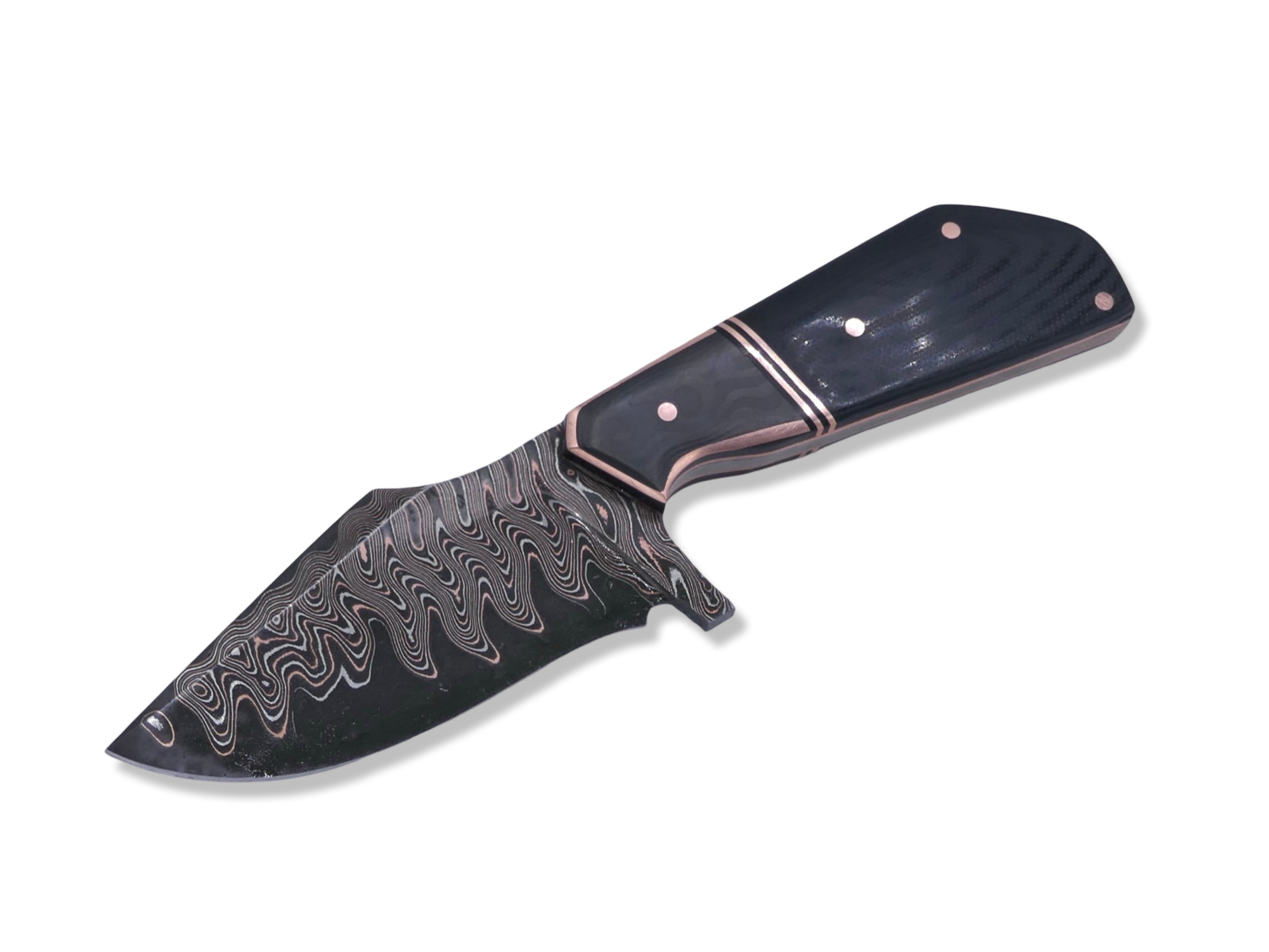Pro Hunter Custom 1 of 1  - Baker Forge Elite Copper Mai Ripple / Camo Carbon W/ Copper Inlays + G-10 Handle / Copper Liner Made For D. Cormier