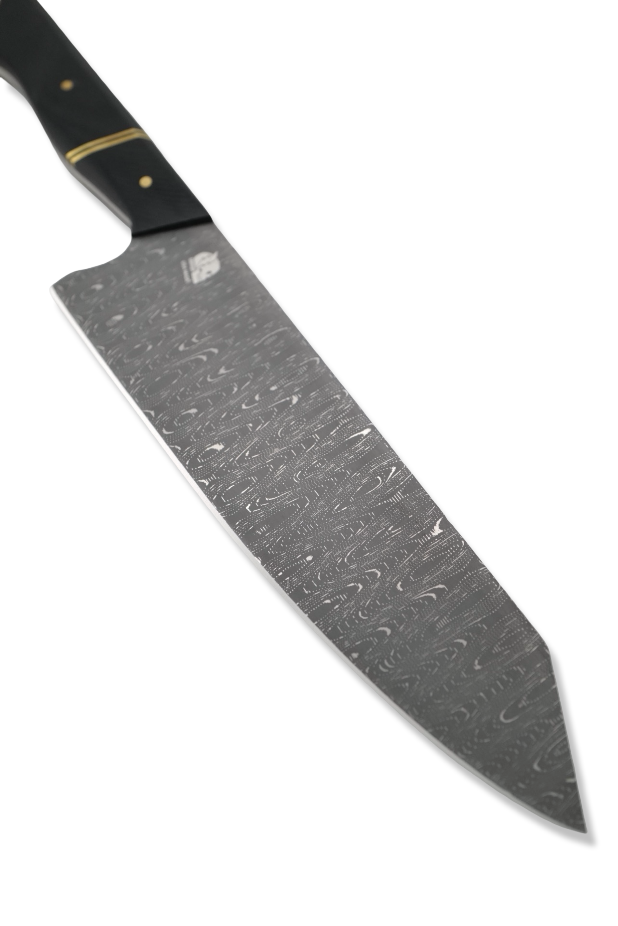 Custom Chef Pair - Vegas Forge Stainless Damascus / Black G-10 Handle / Brass Splits + Hardware