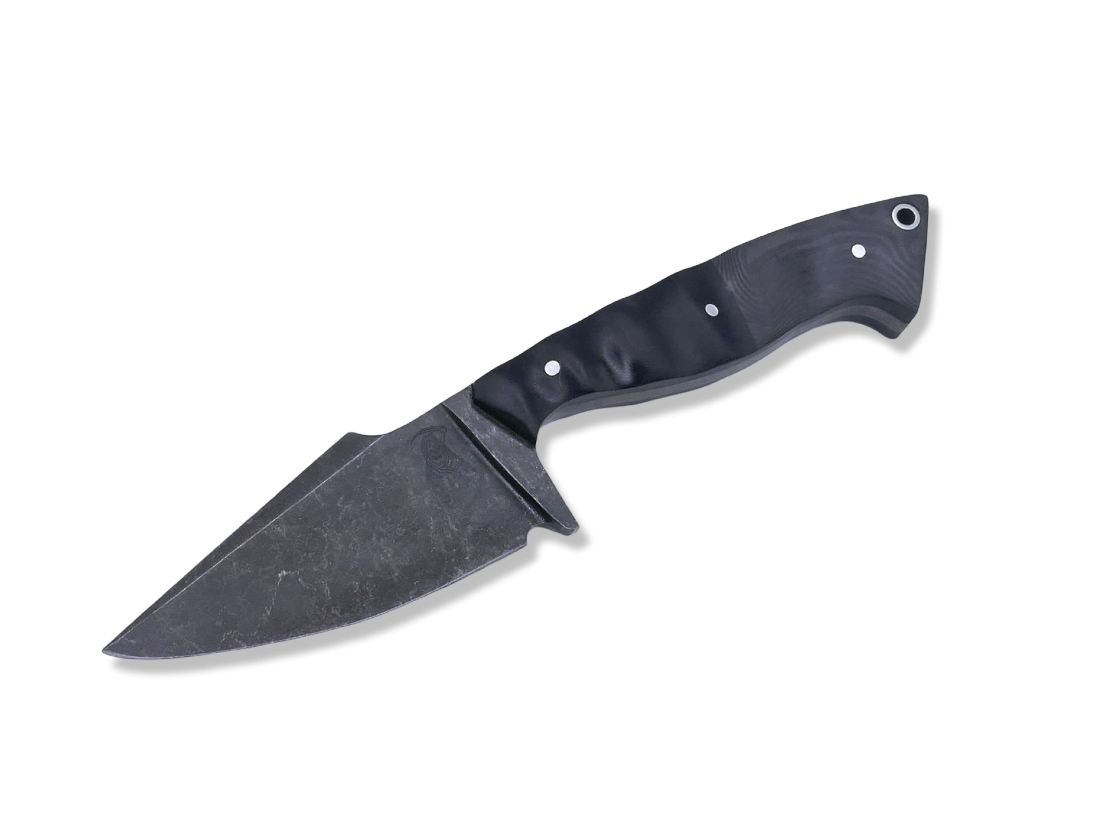 Reaper Custom 1 of 1  - Dark Stonewash Hollow Grind / Black G-10 + Camo Carbon Handle